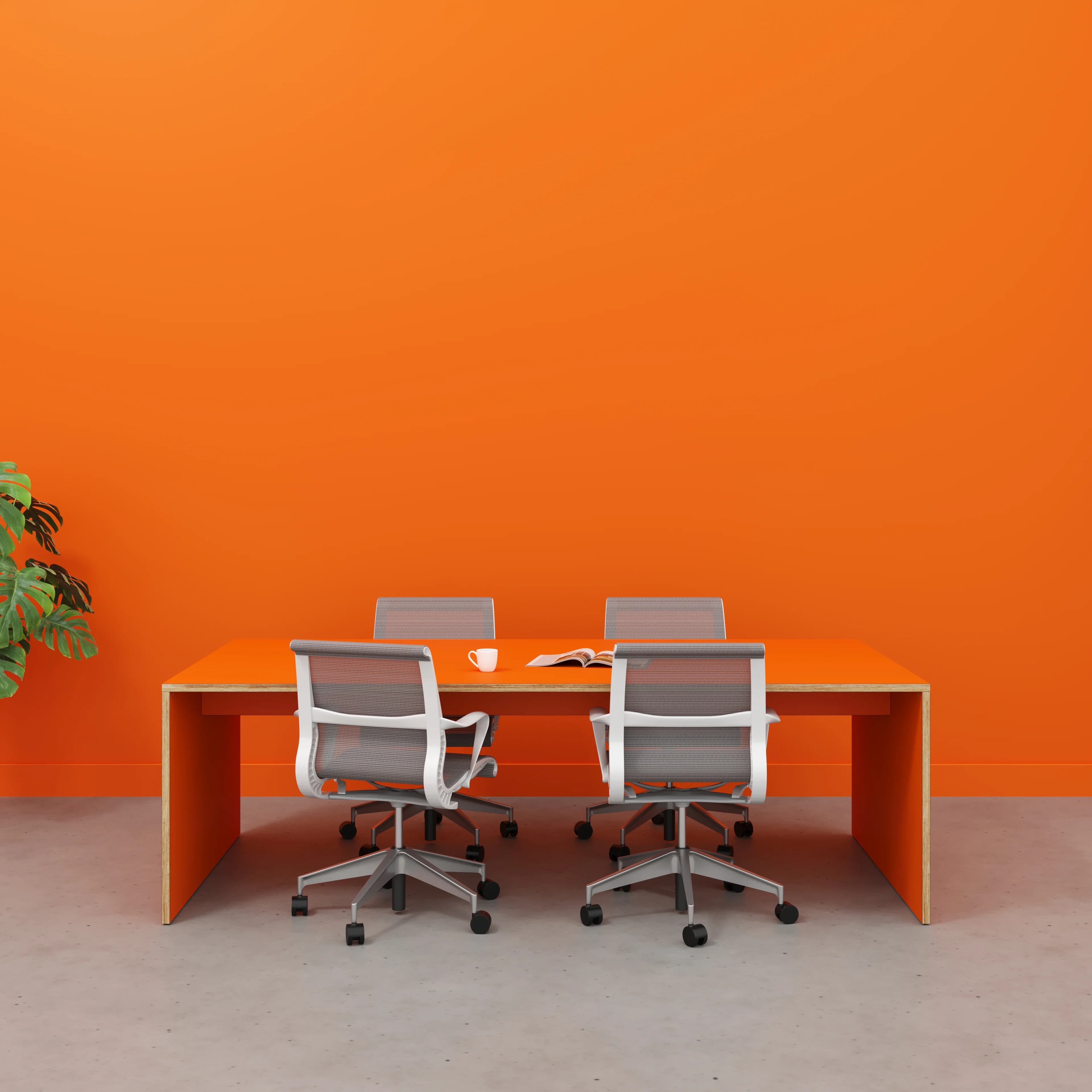 Plywood Table with Solid Sides - Formica Levante Orange - 2400(w) x 1200(d) x 750(h) - Image 2