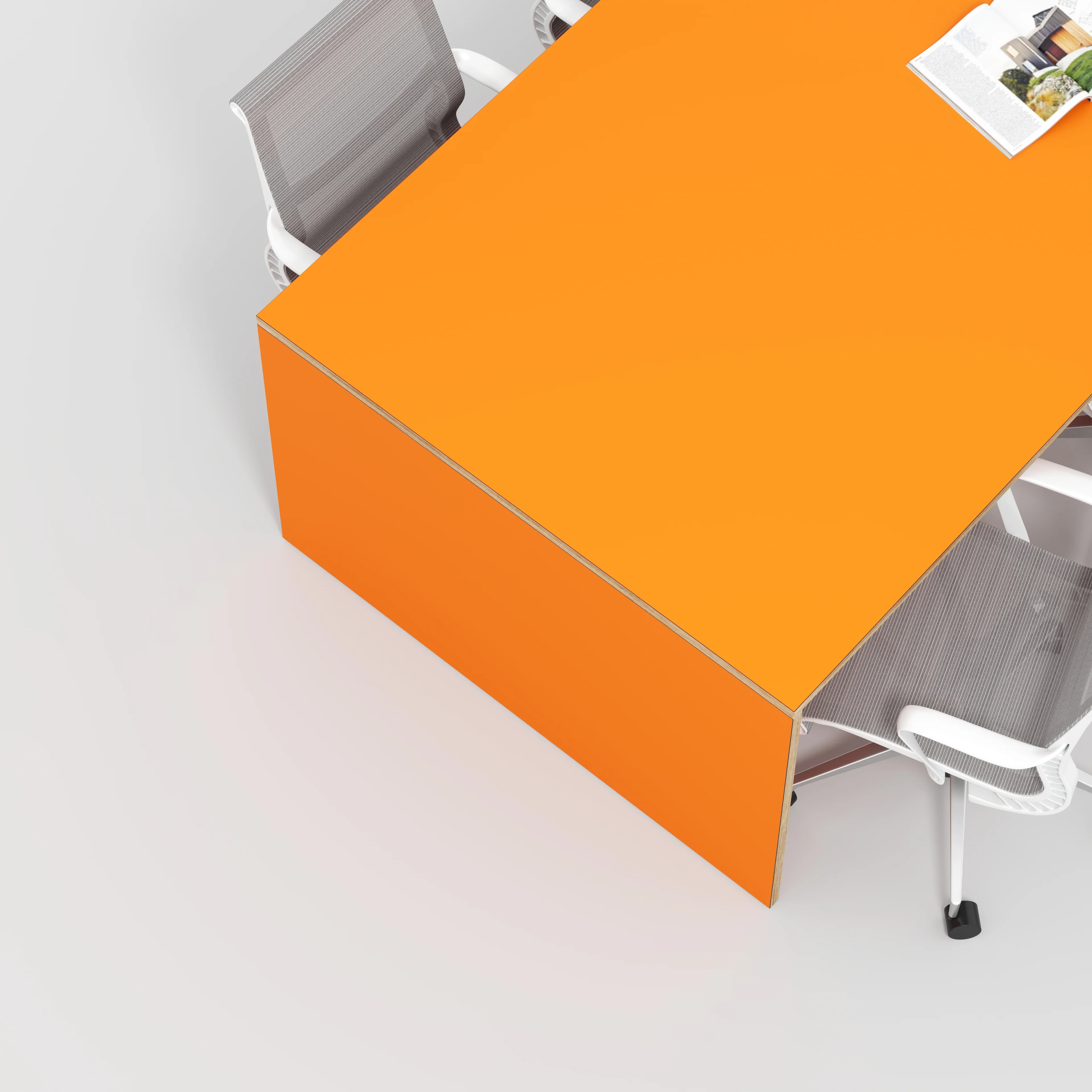Plywood Table with Solid Sides - Formica Levante Orange - 2400(w) x 1200(d) x 750(h) - Image 3
