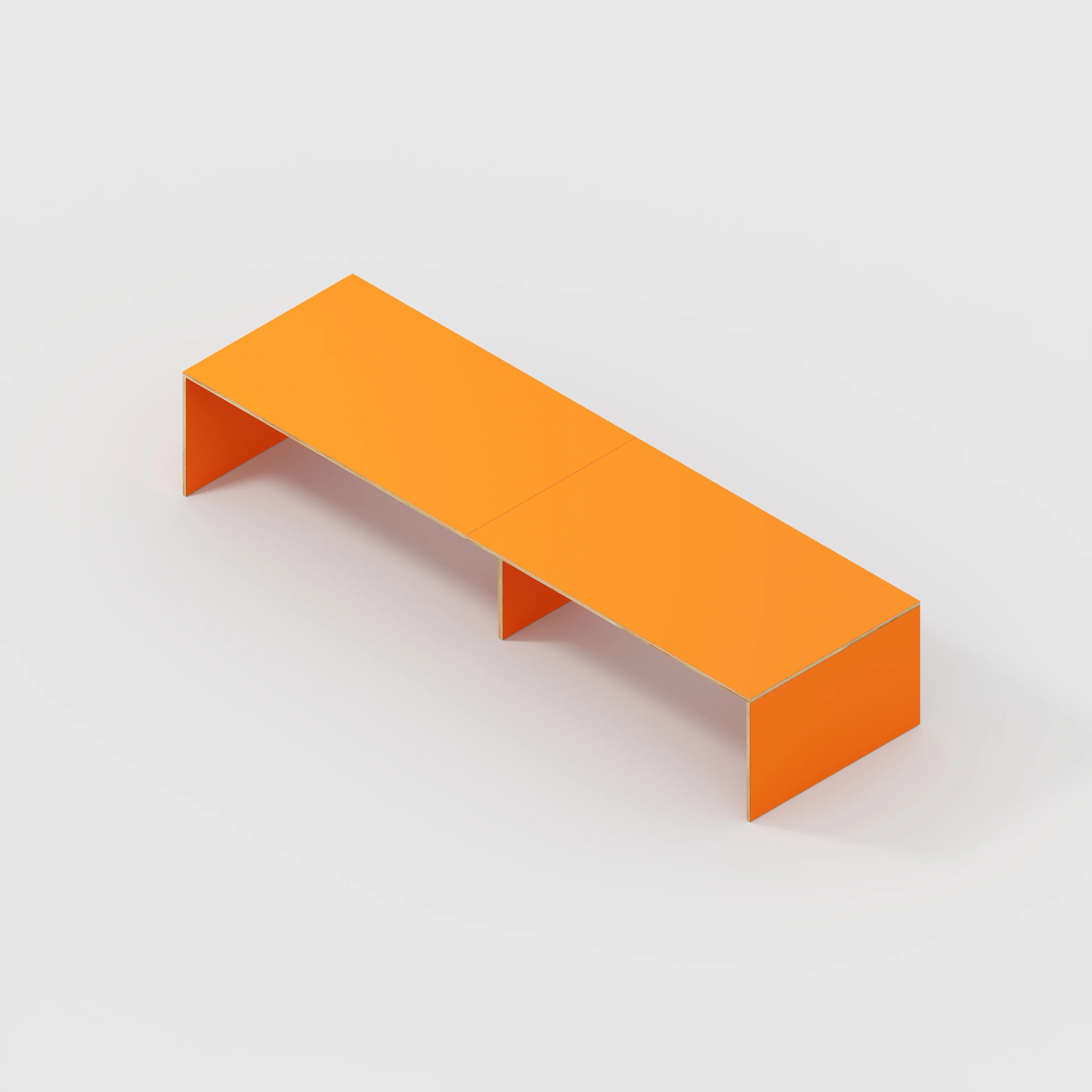Plywood Table with Solid Sides - Formica Levante Orange - 4000(w) x 1000(d) x 750(h) - Image 5