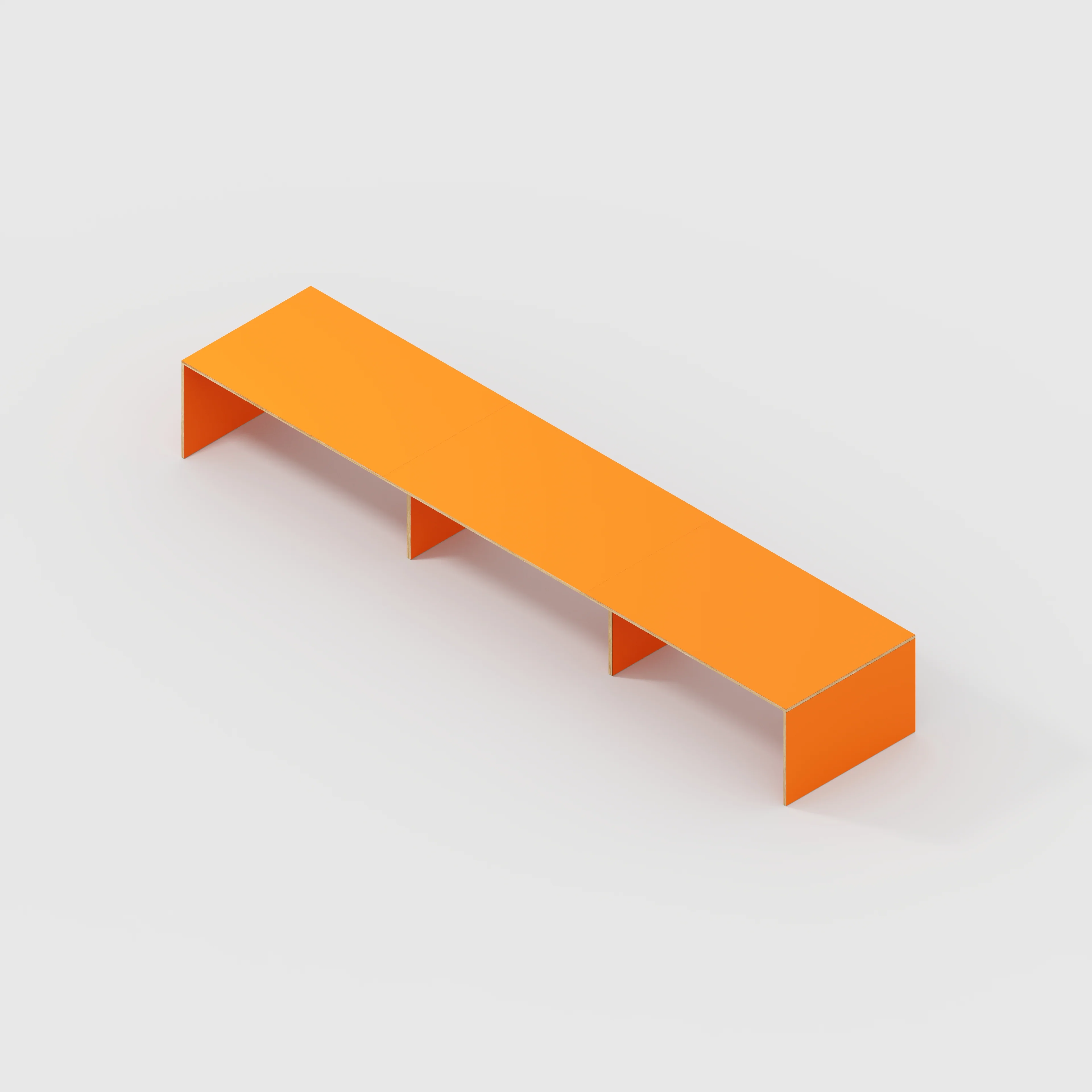 Plywood Table with Solid Sides - Formica Levante Orange - 5600(w) x 1000(d) x 750(h) - Image 5