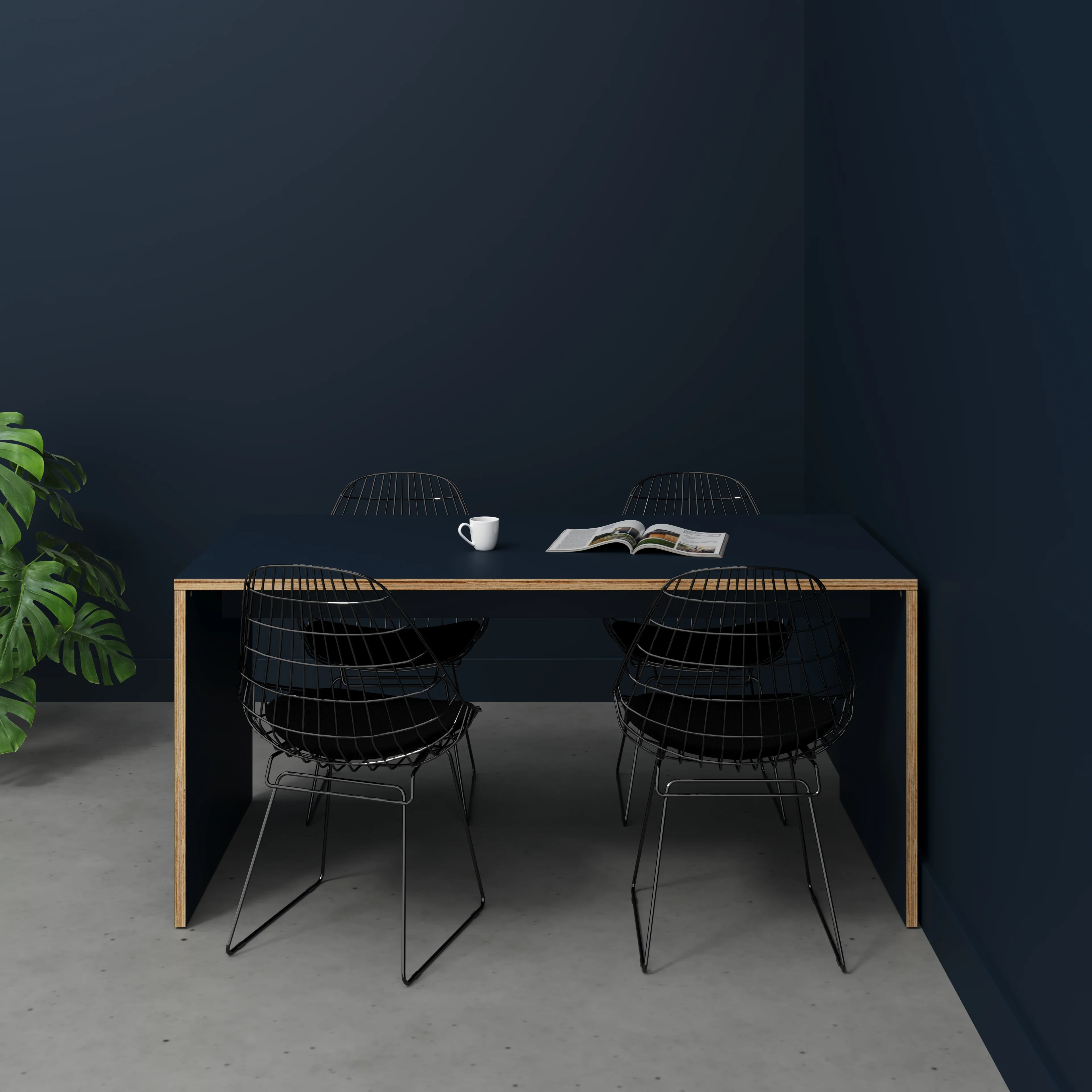 Plywood Table with Solid Sides - Formica Night Sea Blue - 1600(w) x 800(d) x 750(h) - Image 2