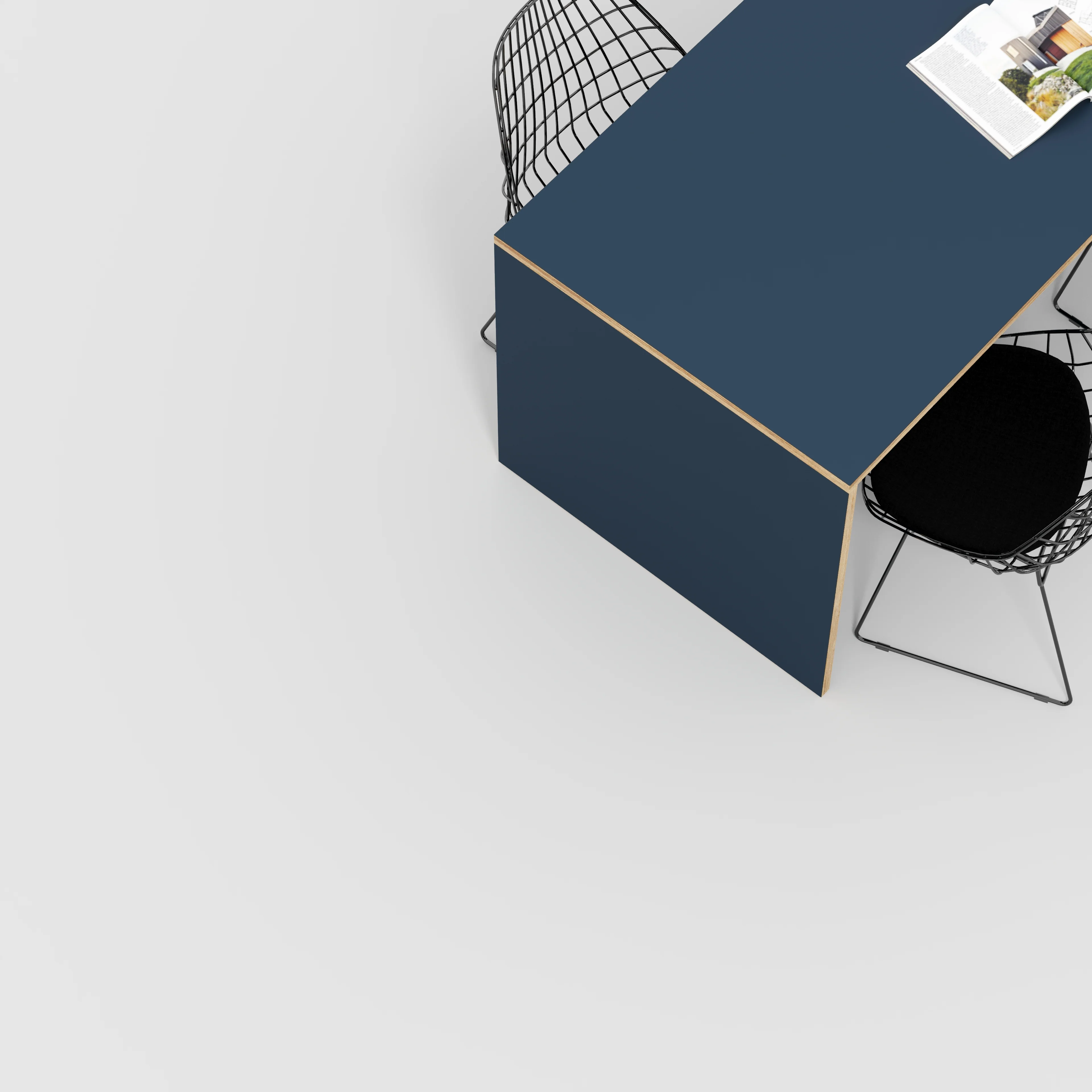 Plywood Table with Solid Sides - Formica Night Sea Blue - 1600(w) x 800(d) x 750(h) - Image 3