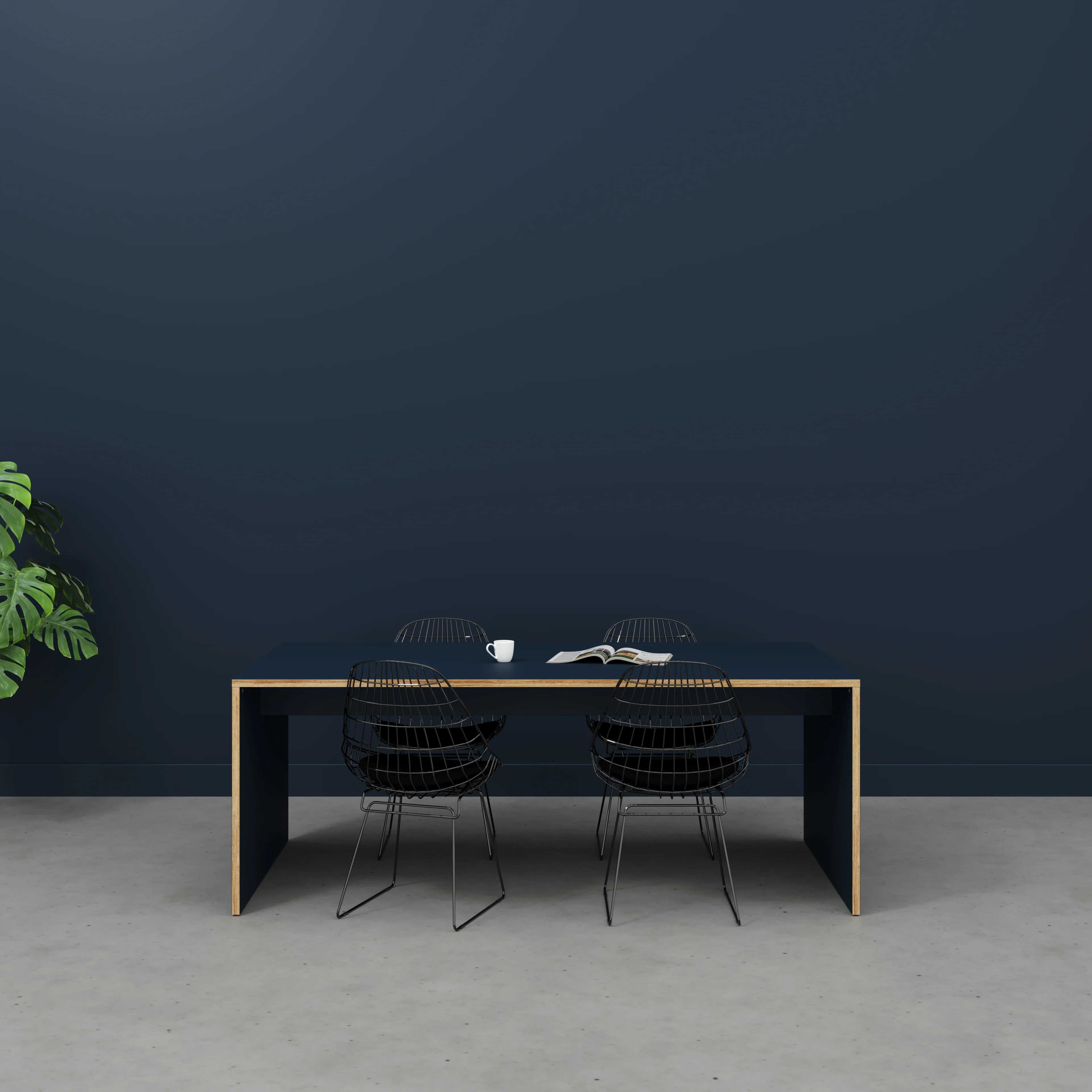 Plywood Table with Solid Sides - Formica Night Sea Blue - 2000(w) x 1000(d) x 750(h) - Image 2