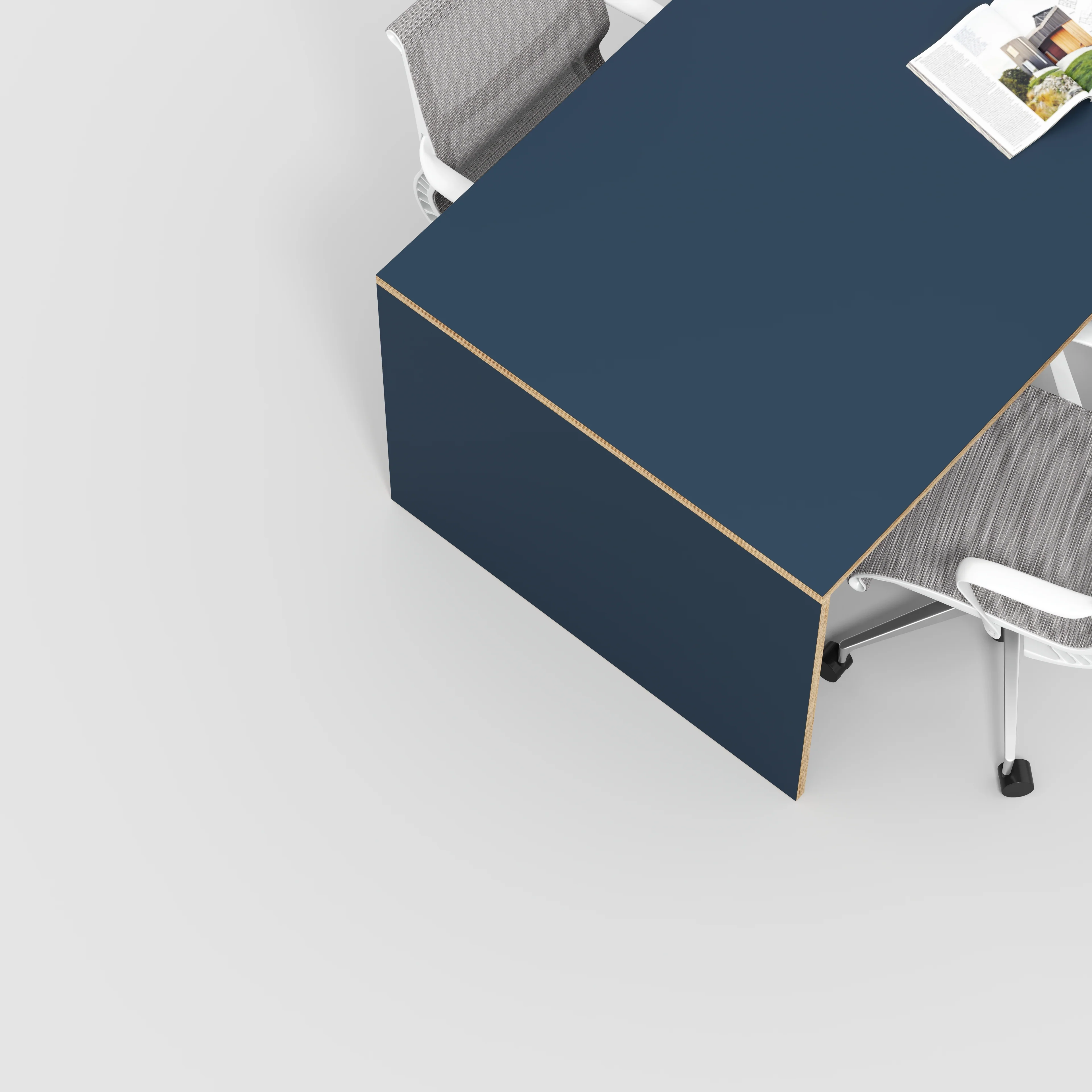 Plywood Table with Solid Sides - Formica Night Sea Blue - 2000(w) x 1000(d) x 750(h) - Image 3