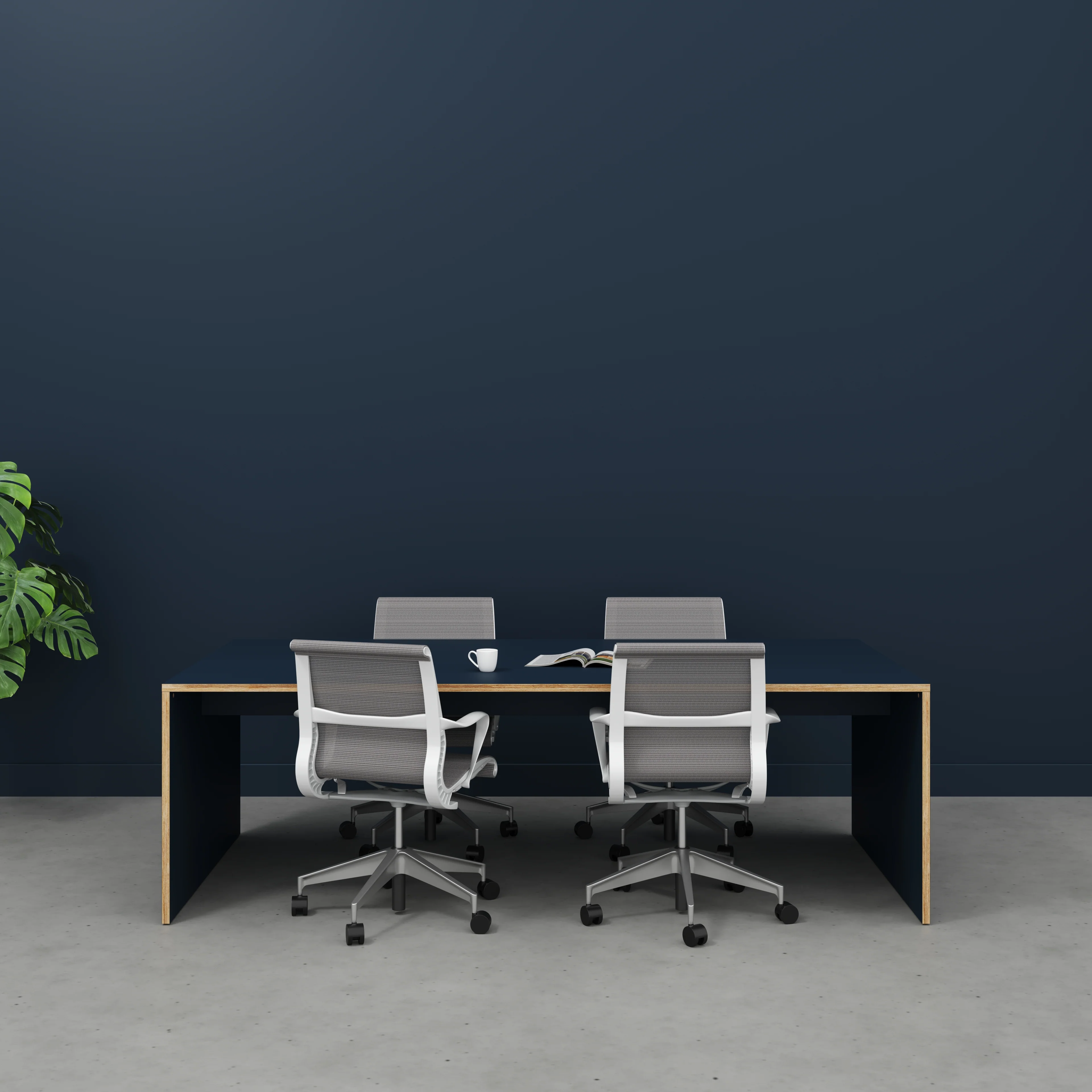 Plywood Table with Solid Sides - Formica Night Sea Blue - 2400(w) x 1200(d) x 750(h) - Image 2
