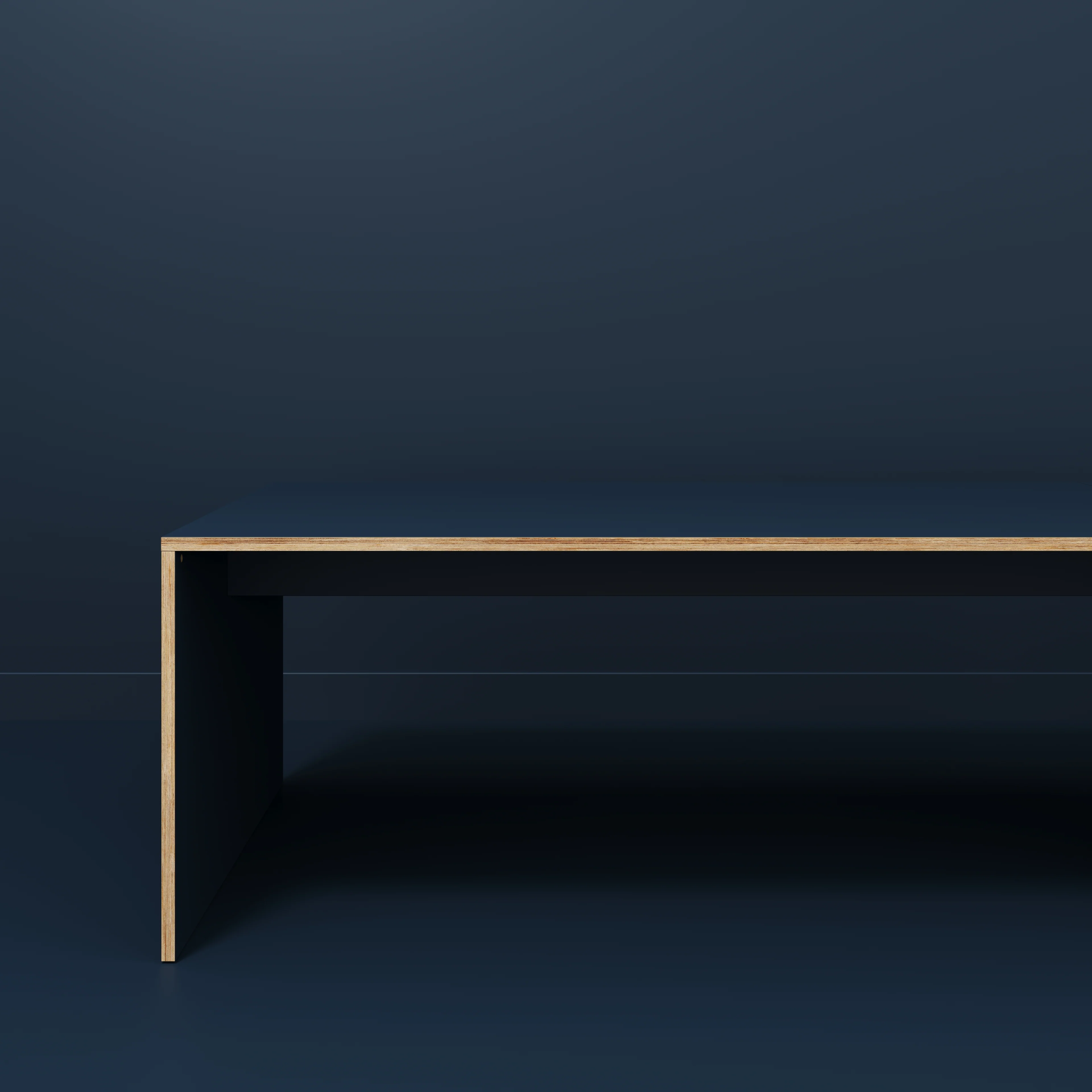 Plywood Table with Solid Sides - Formica Night Sea Blue - 4000(w) x 1000(d) x 750(h) - Image 2
