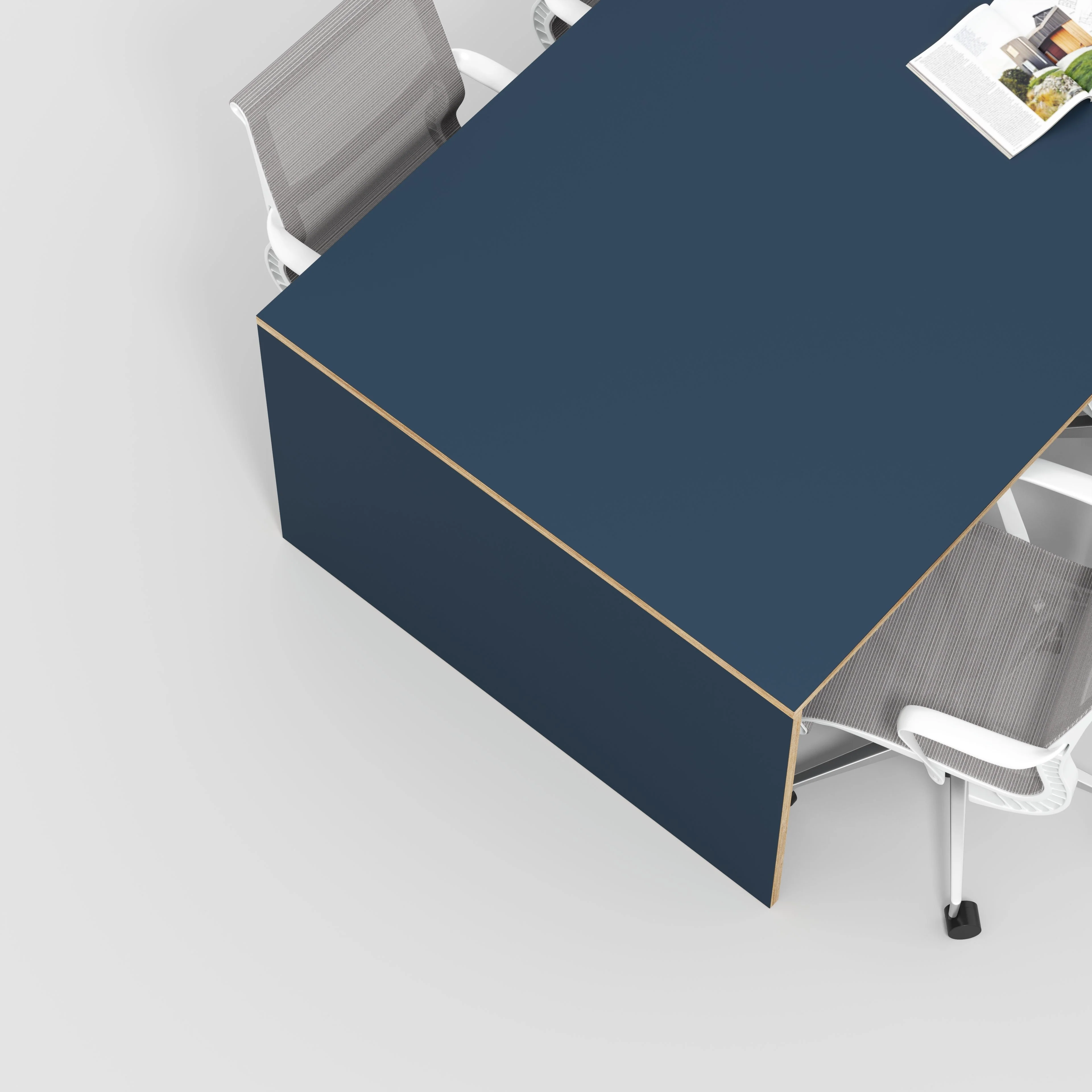 Plywood Table with Solid Sides - Formica Night Sea Blue - 4000(w) x 1000(d) x 750(h) - Image 3