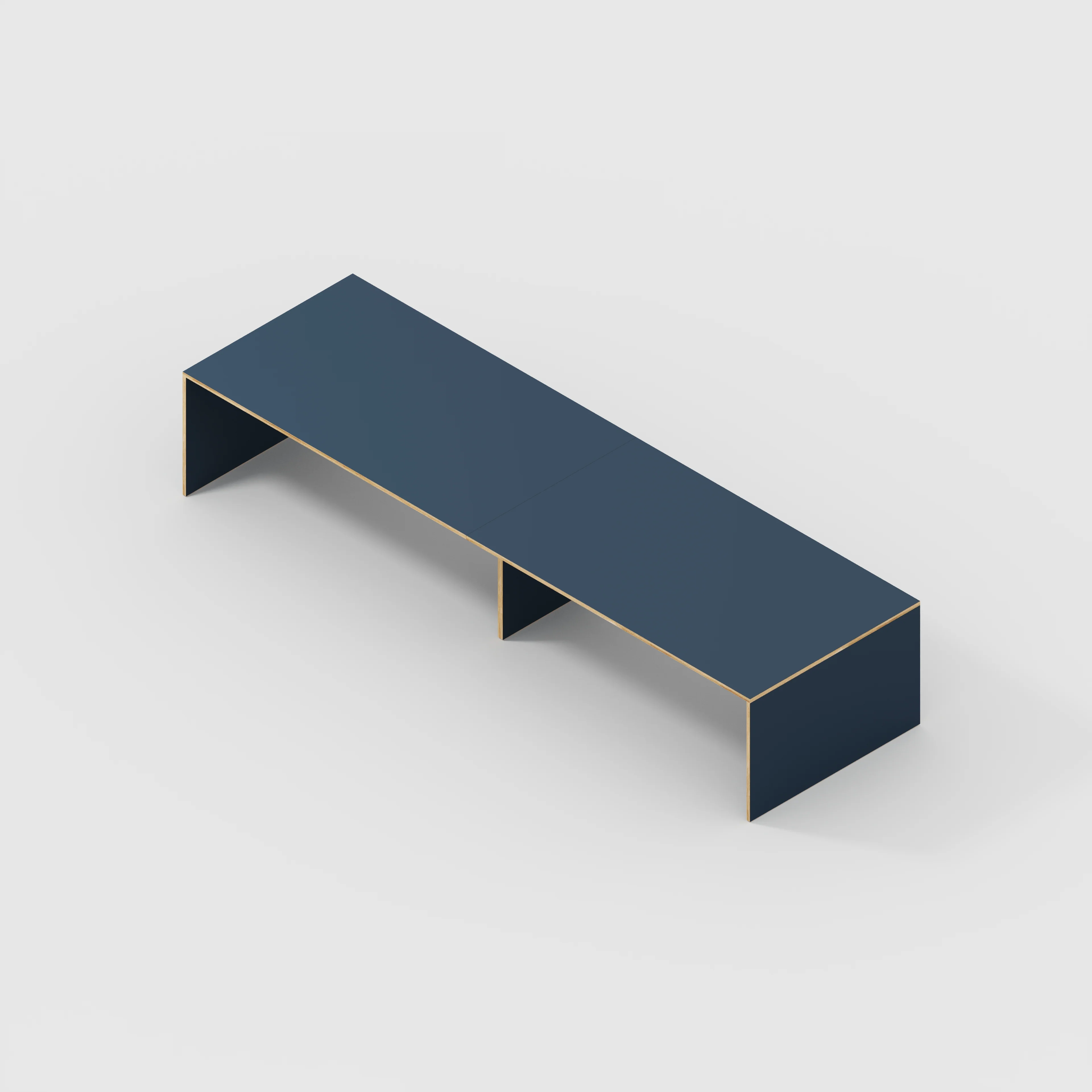 Plywood Table with Solid Sides - Formica Night Sea Blue - 4000(w) x 1000(d) x 750(h) - Image 5