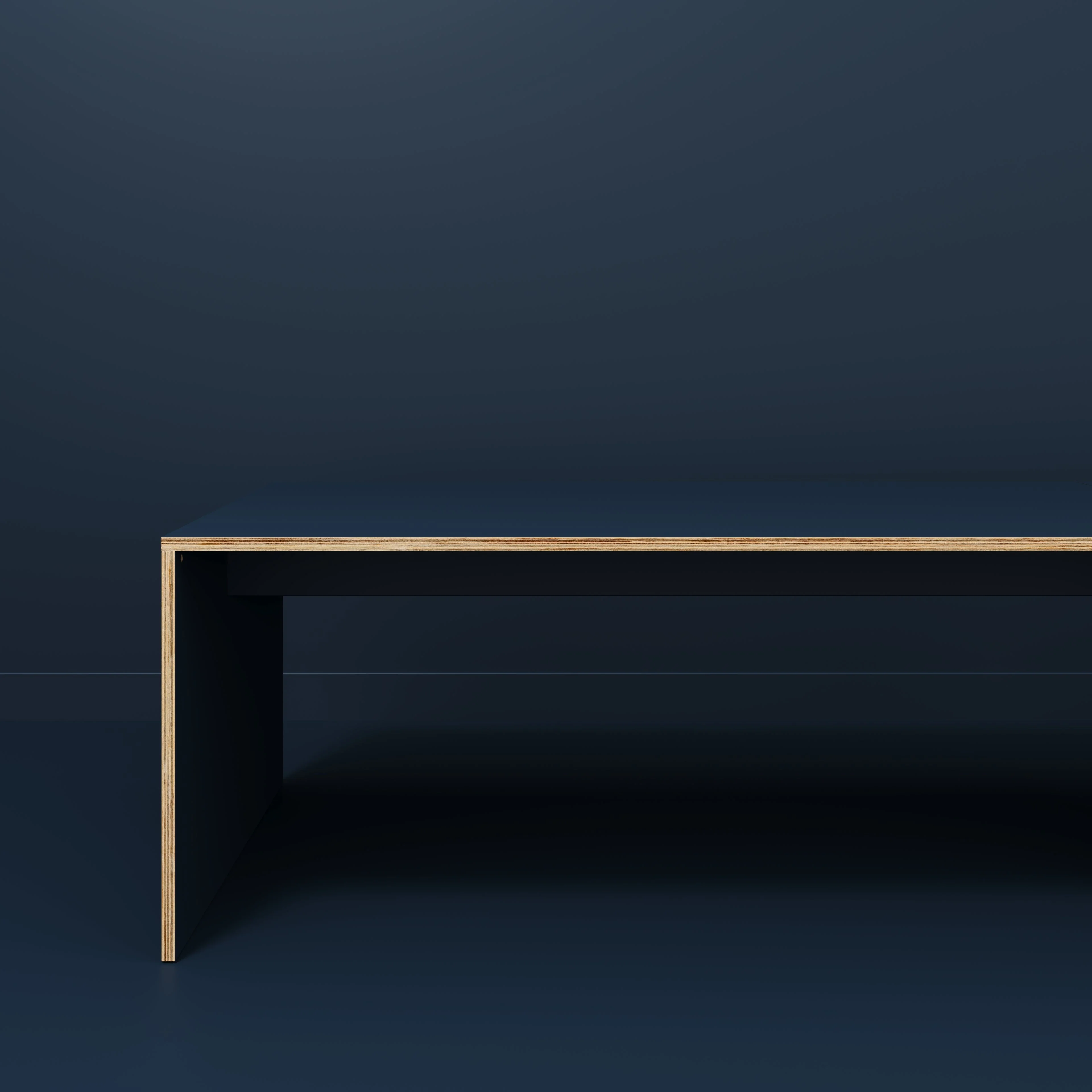 Plywood Table with Solid Sides - Formica Night Sea Blue - 5600(w) x 1000(d) x 750(h) - Image 2