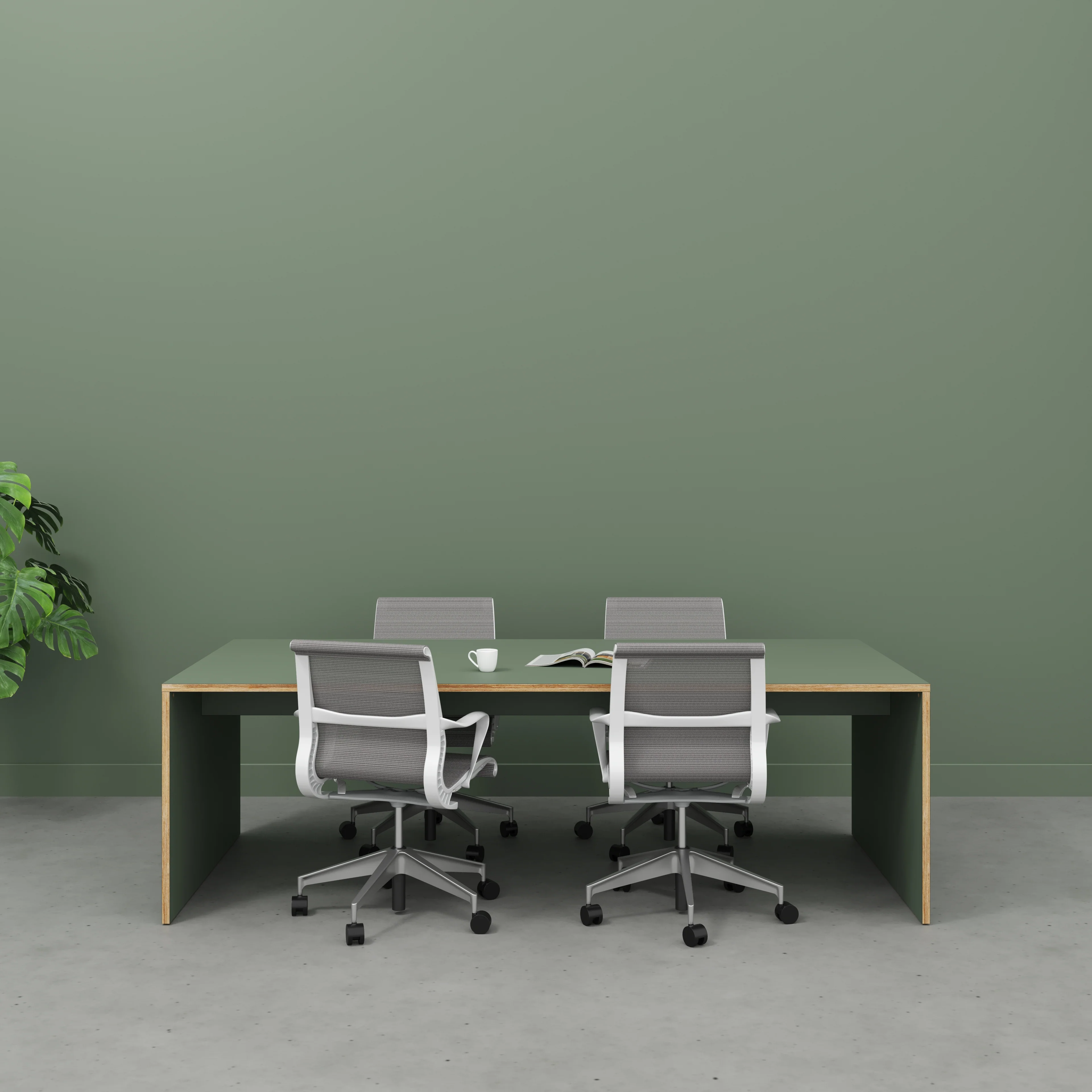 Plywood Table with Solid Sides - Formica Green Slate - 2400(w) x 1200(d) x 750(h) - Image 2