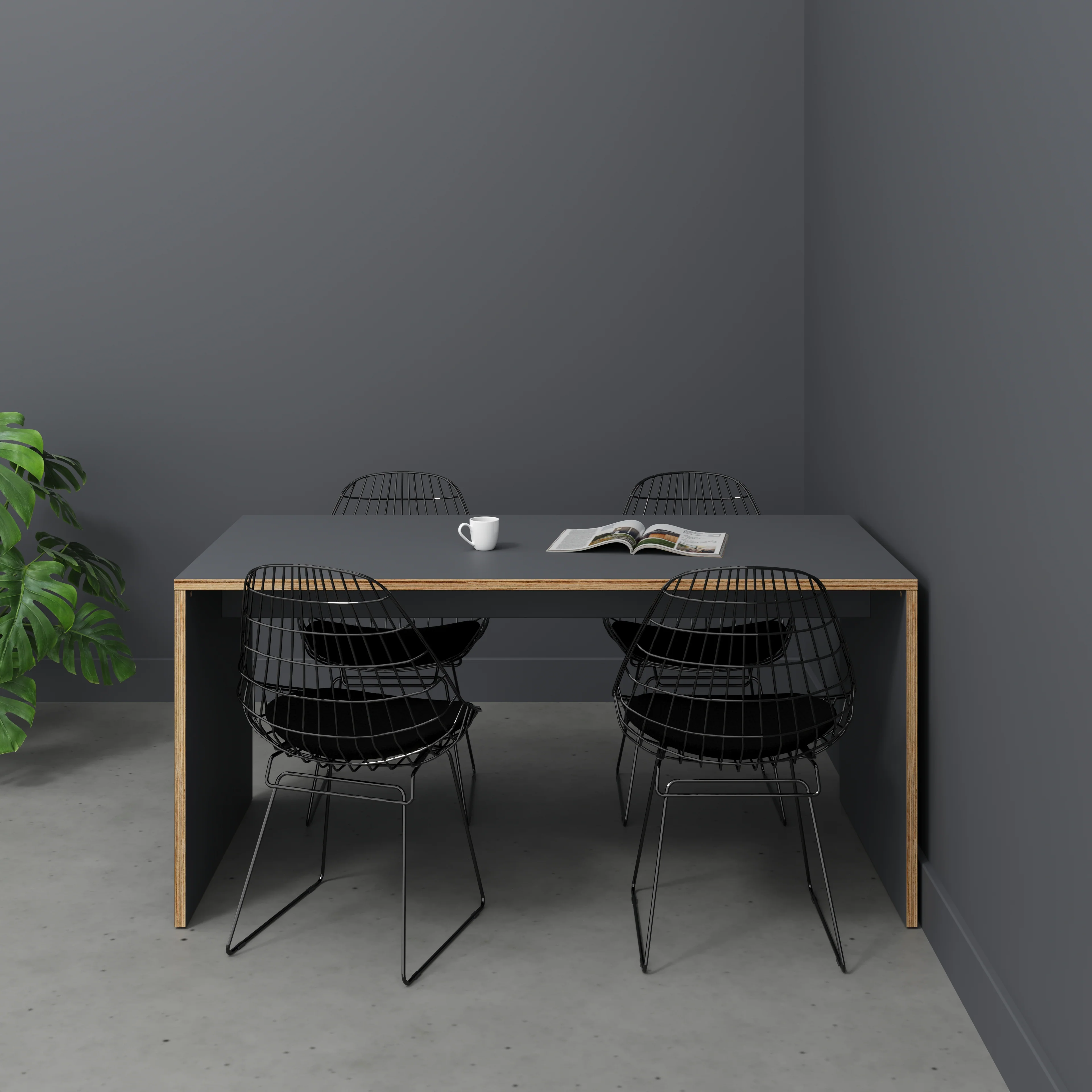 Plywood Table with Solid Sides - Formica Tornado Grey - 1600(w) x 800(d) x 750(h) - Image 2