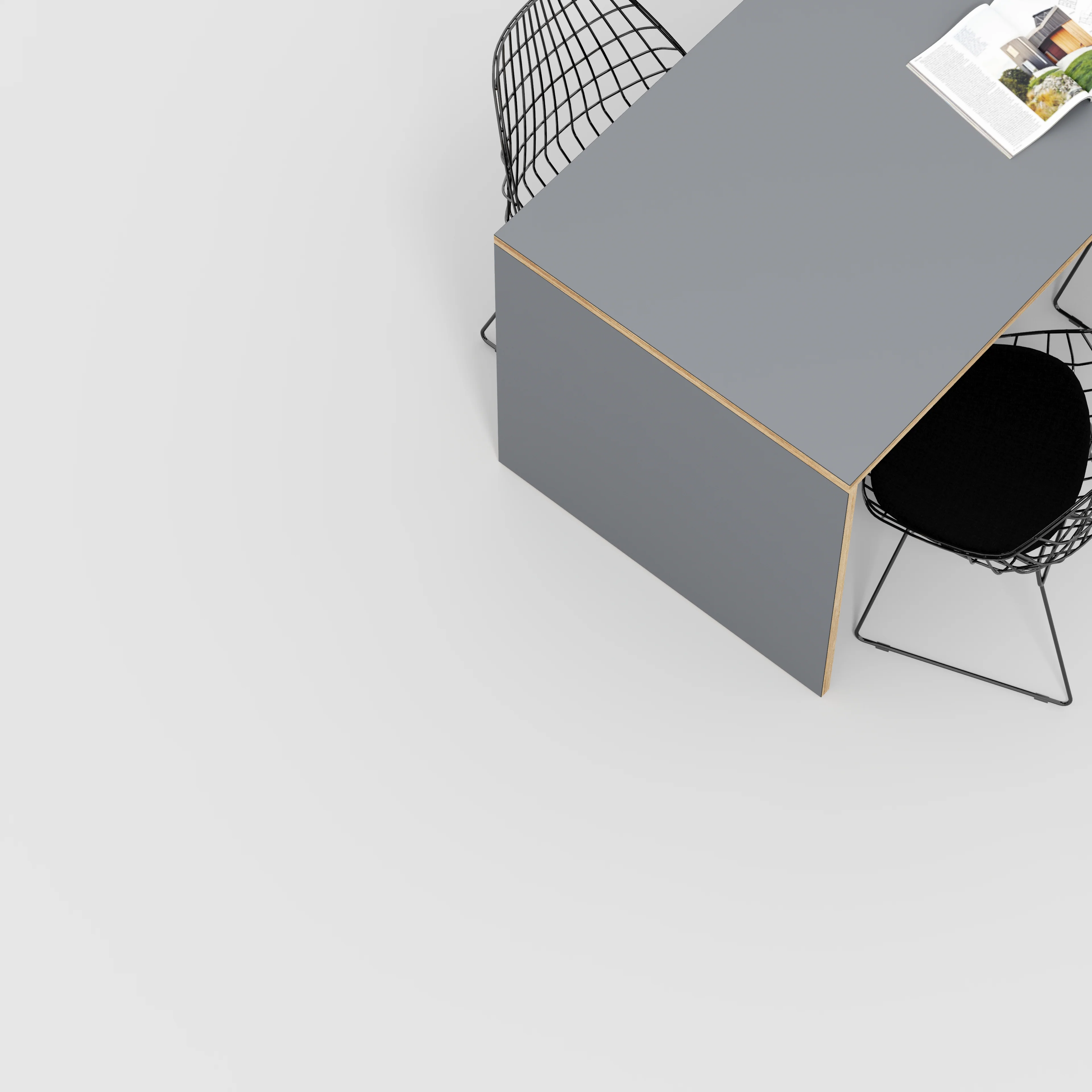 Plywood Table with Solid Sides - Formica Tornado Grey - 1600(w) x 800(d) x 750(h) - Image 3
