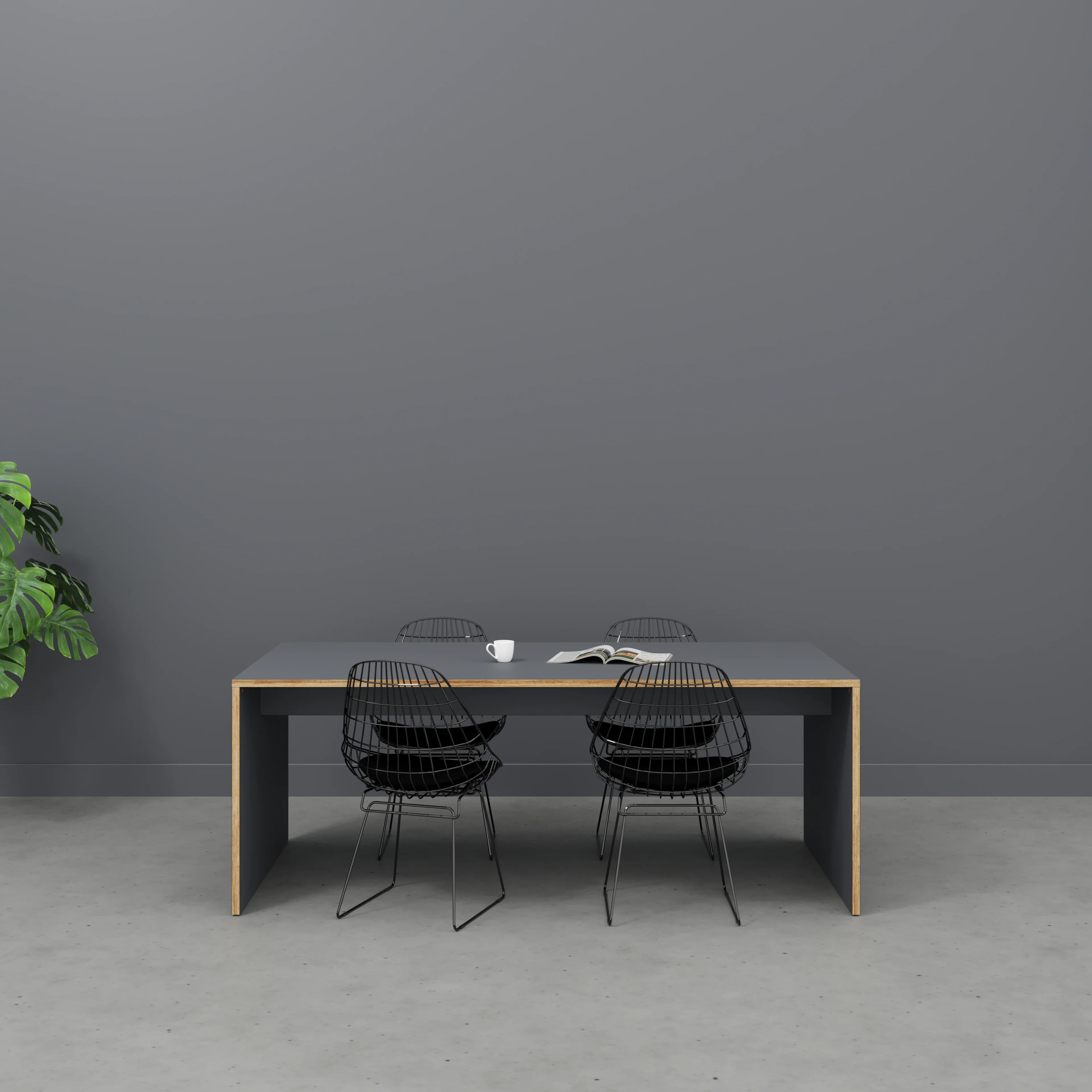 Plywood Table with Solid Sides - Formica Tornado Grey - 2000(w) x 1000(d) x 750(h) - Image 2