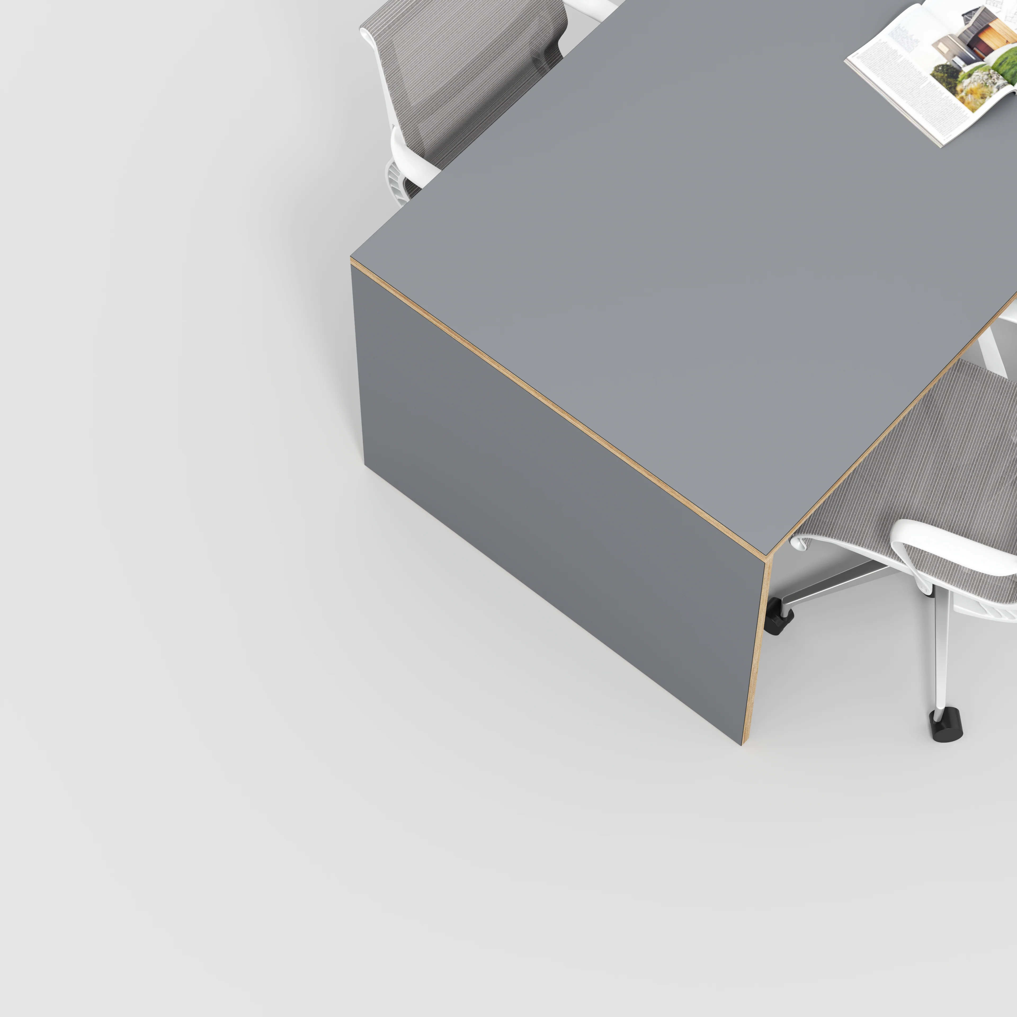 Plywood Table with Solid Sides - Formica Tornado Grey - 2000(w) x 1000(d) x 750(h) - Image 3