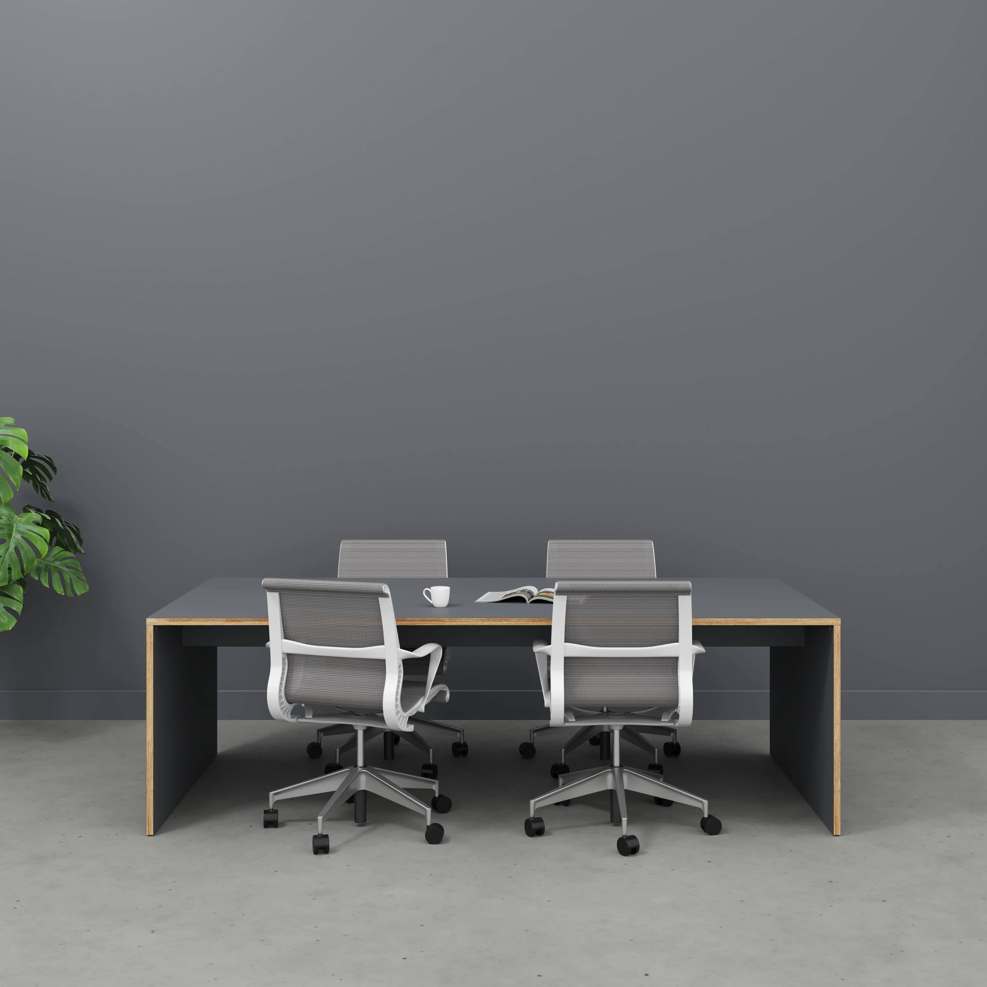 Plywood Table with Solid Sides - Formica Tornado Grey - 2400(w) x 1200(d) x 750(h) - Image 2