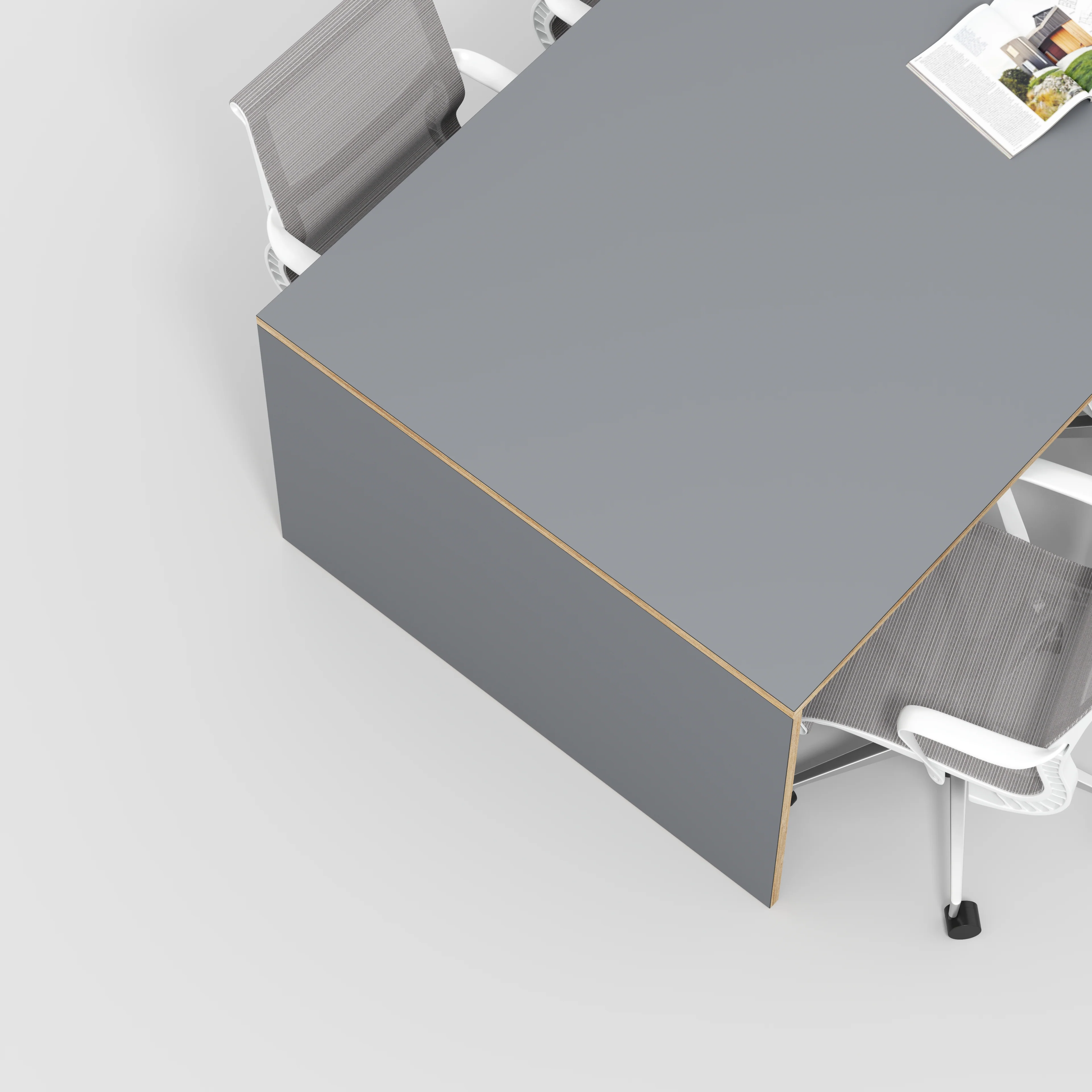 Plywood Table with Solid Sides - Formica Tornado Grey - 2400(w) x 1200(d) x 750(h) - Image 3