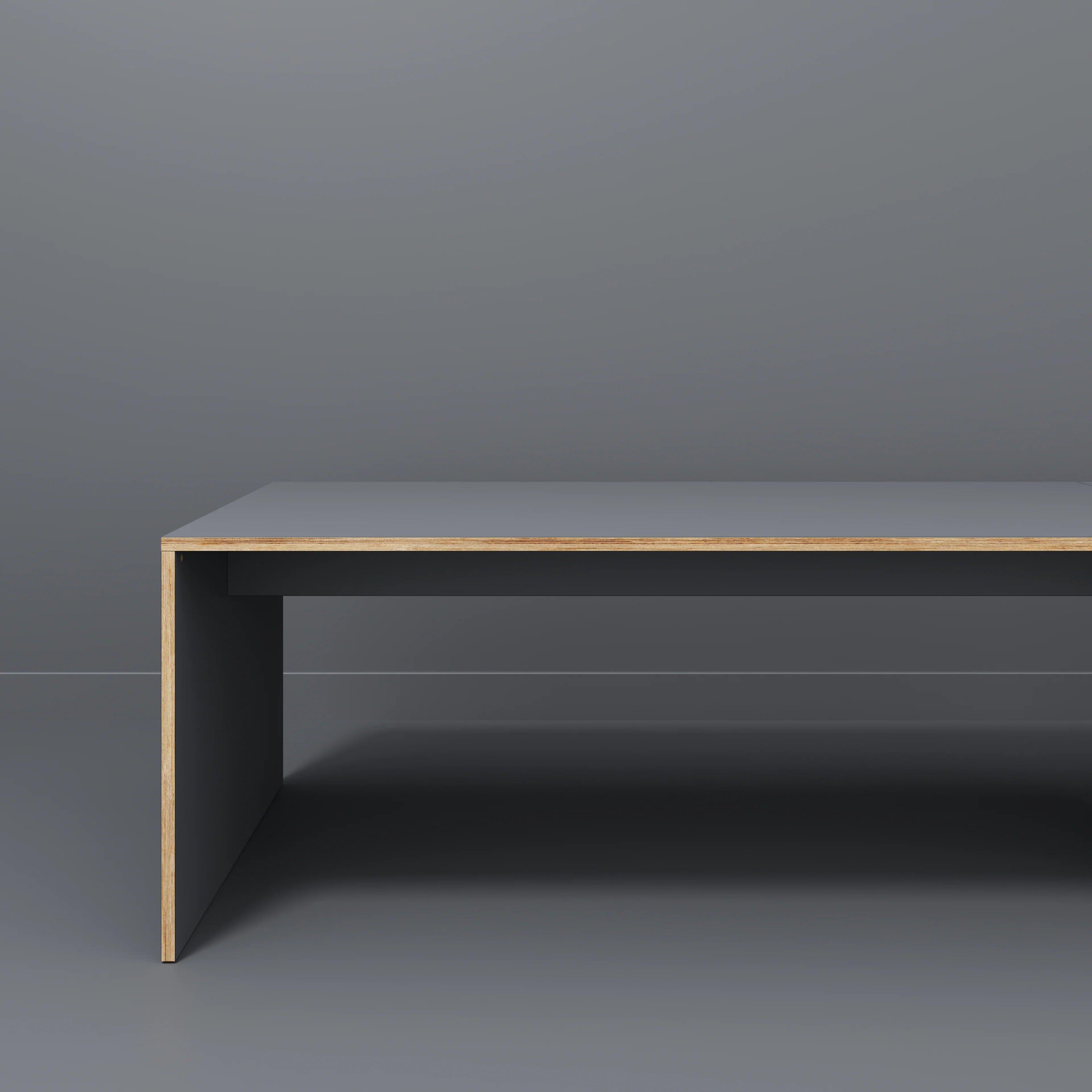 Plywood Table with Solid Sides - Formica Tornado Grey - 4000(w) x 1000(d) x 750(h) - Image 2