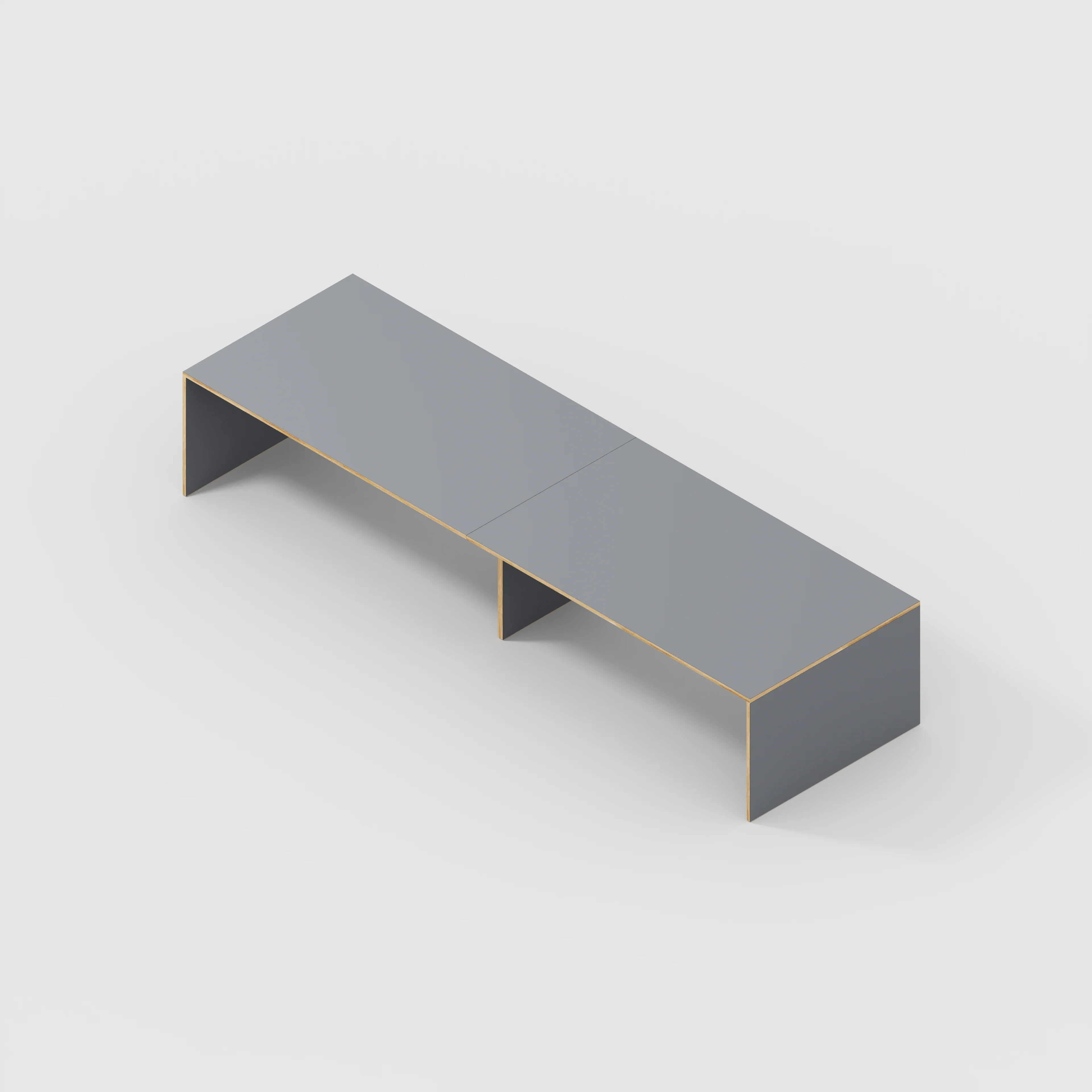 Plywood Table with Solid Sides - Formica Tornado Grey - 4000(w) x 1000(d) x 750(h) - Image 5
