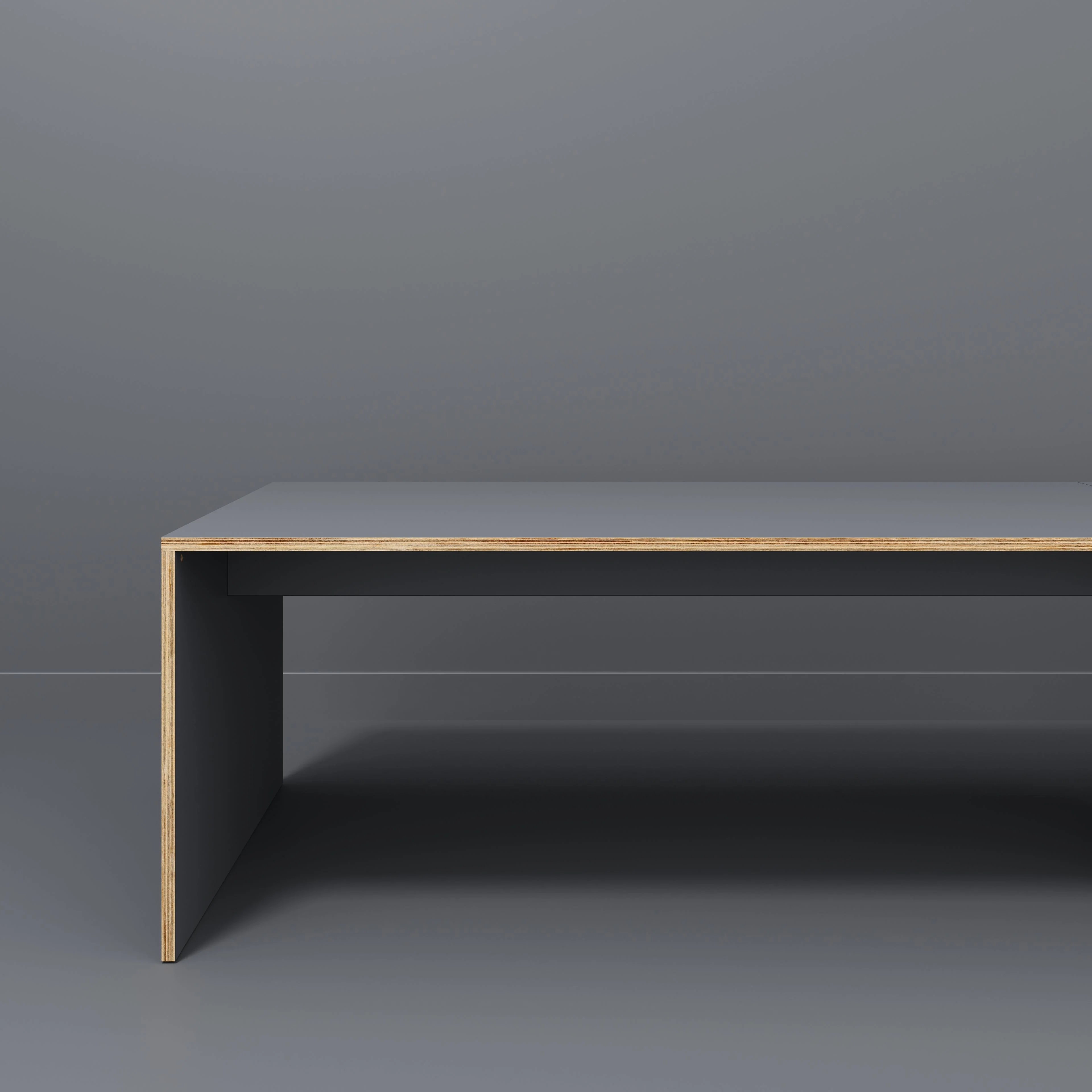 Plywood Table with Solid Sides - Formica Tornado Grey - 5600(w) x 1000(d) x 750(h) - Image 2