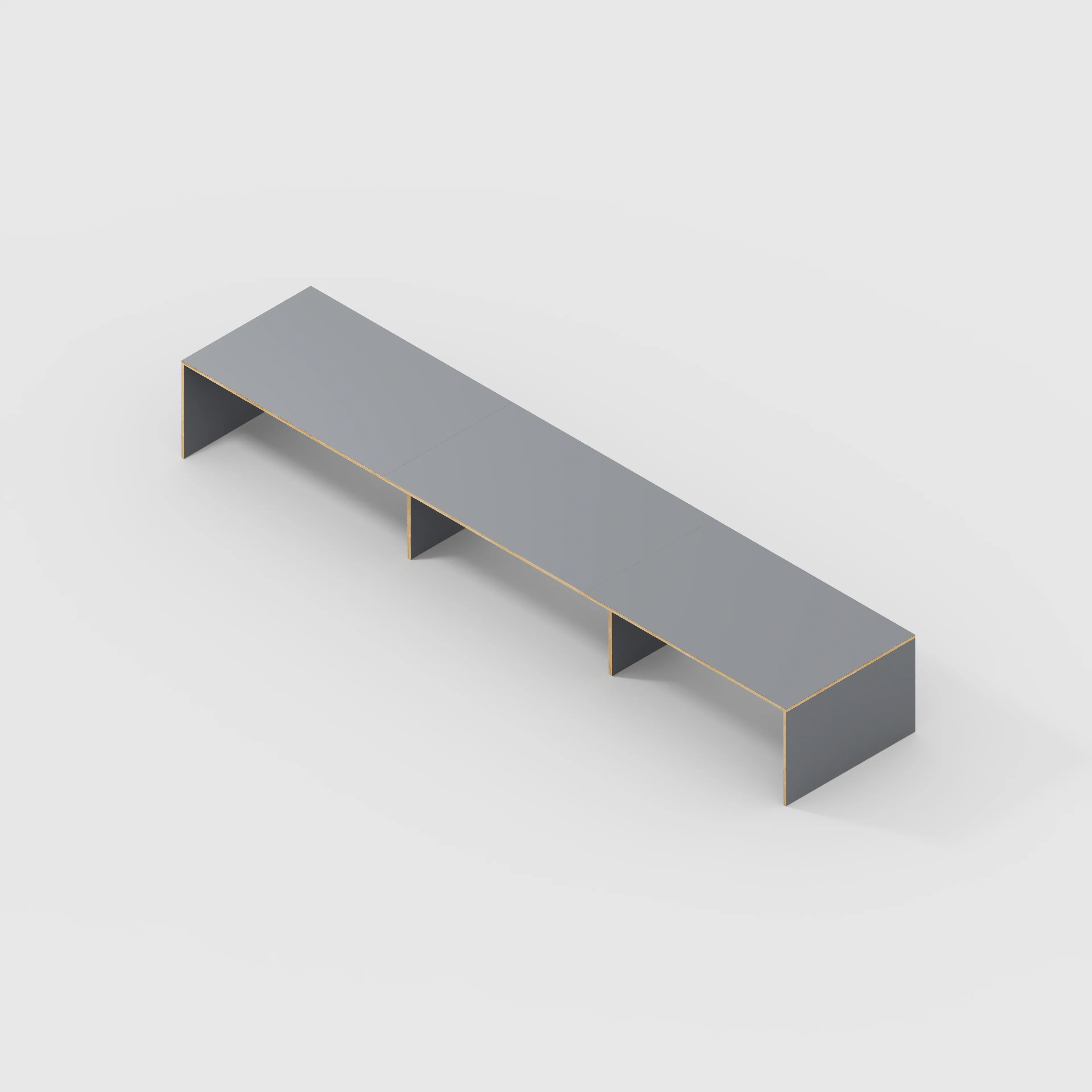 Plywood Table with Solid Sides - Formica Tornado Grey - 5600(w) x 1000(d) x 750(h) - Image 5