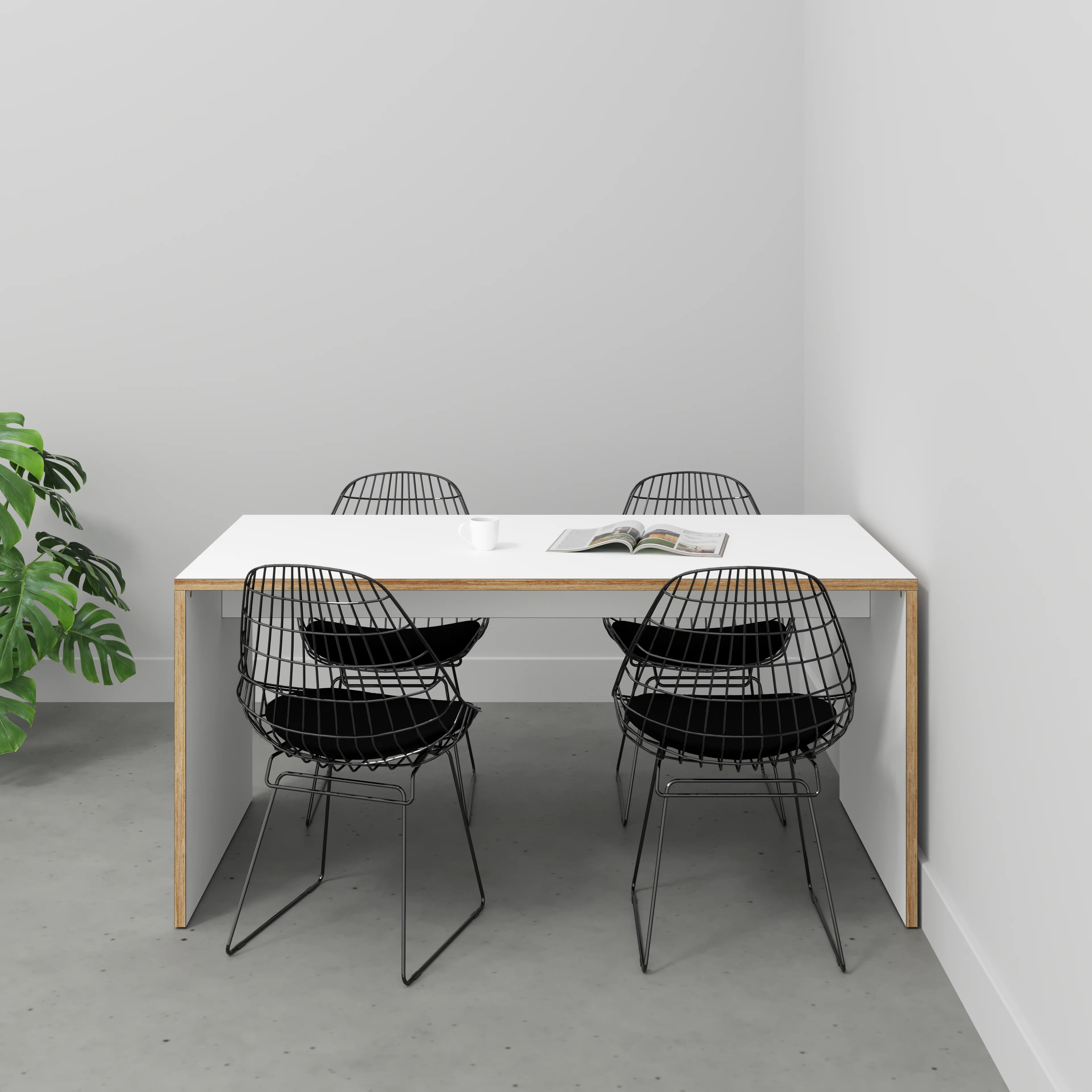 Plywood Table with Solid Sides - Formica White - 1600(w) x 800(d) x 750(h) - Image 2