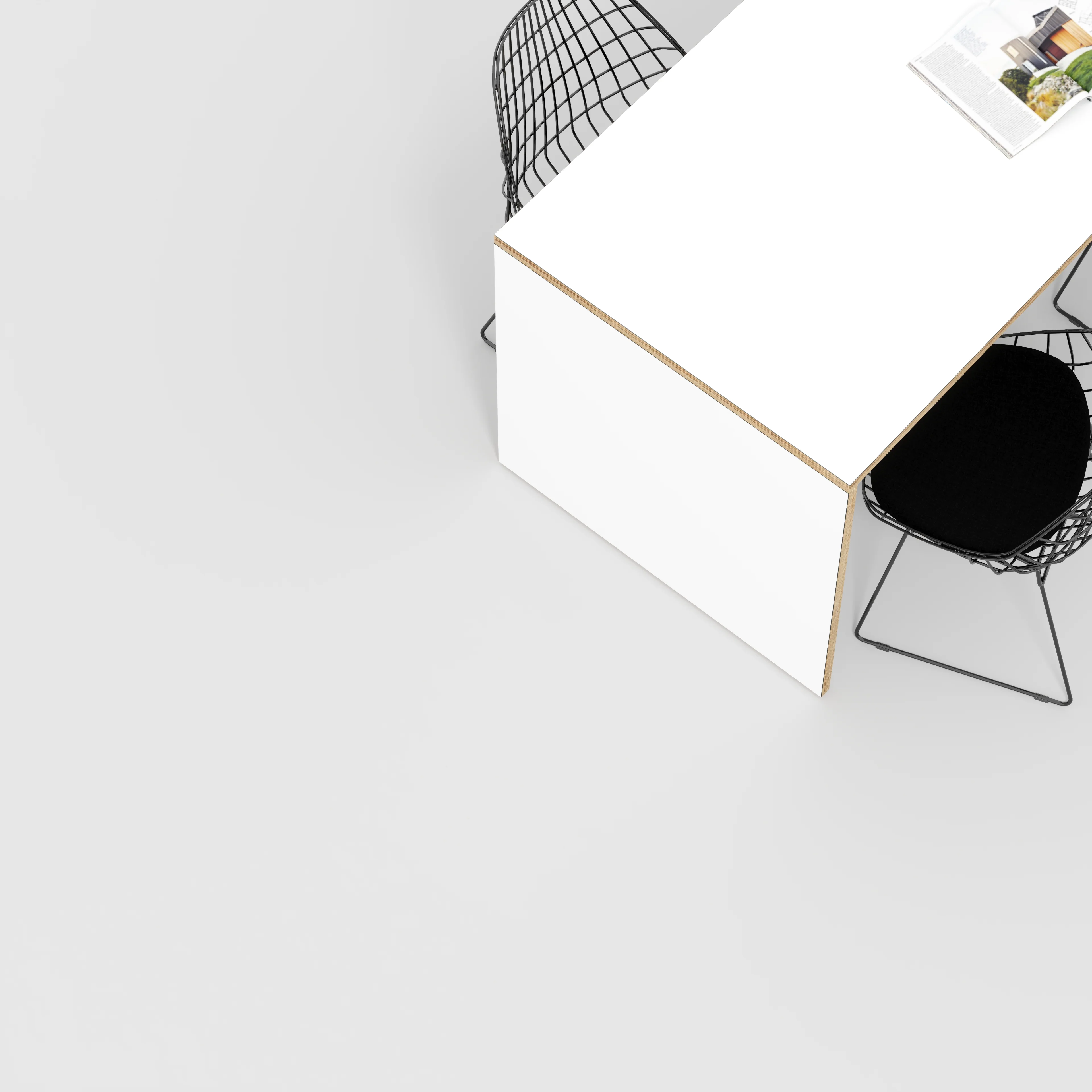 Plywood Table with Solid Sides - Formica White - 1600(w) x 800(d) x 750(h) - Image 3