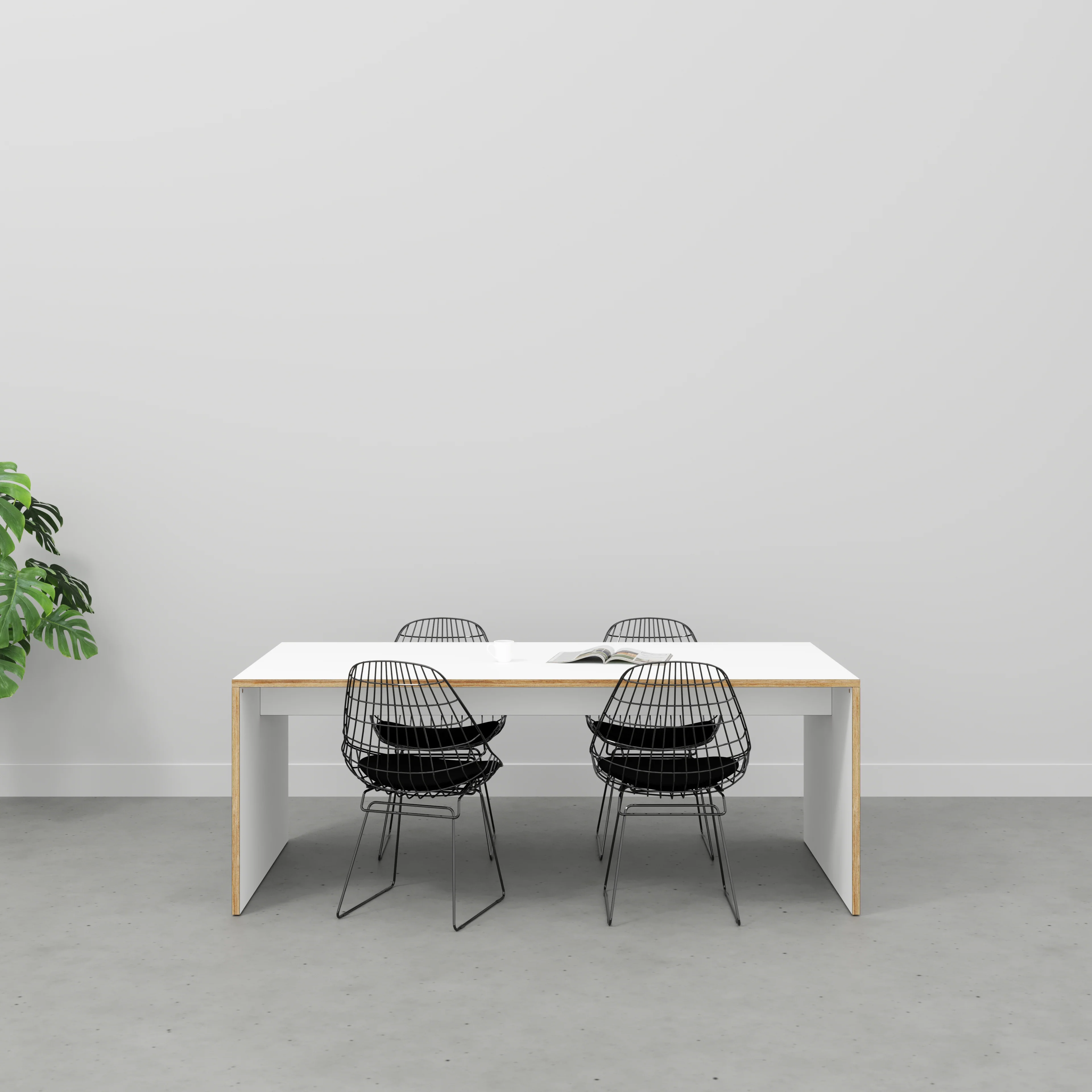 Plywood Table with Solid Sides - Formica White - 2000(w) x 1000(d) x 750(h) - Image 2