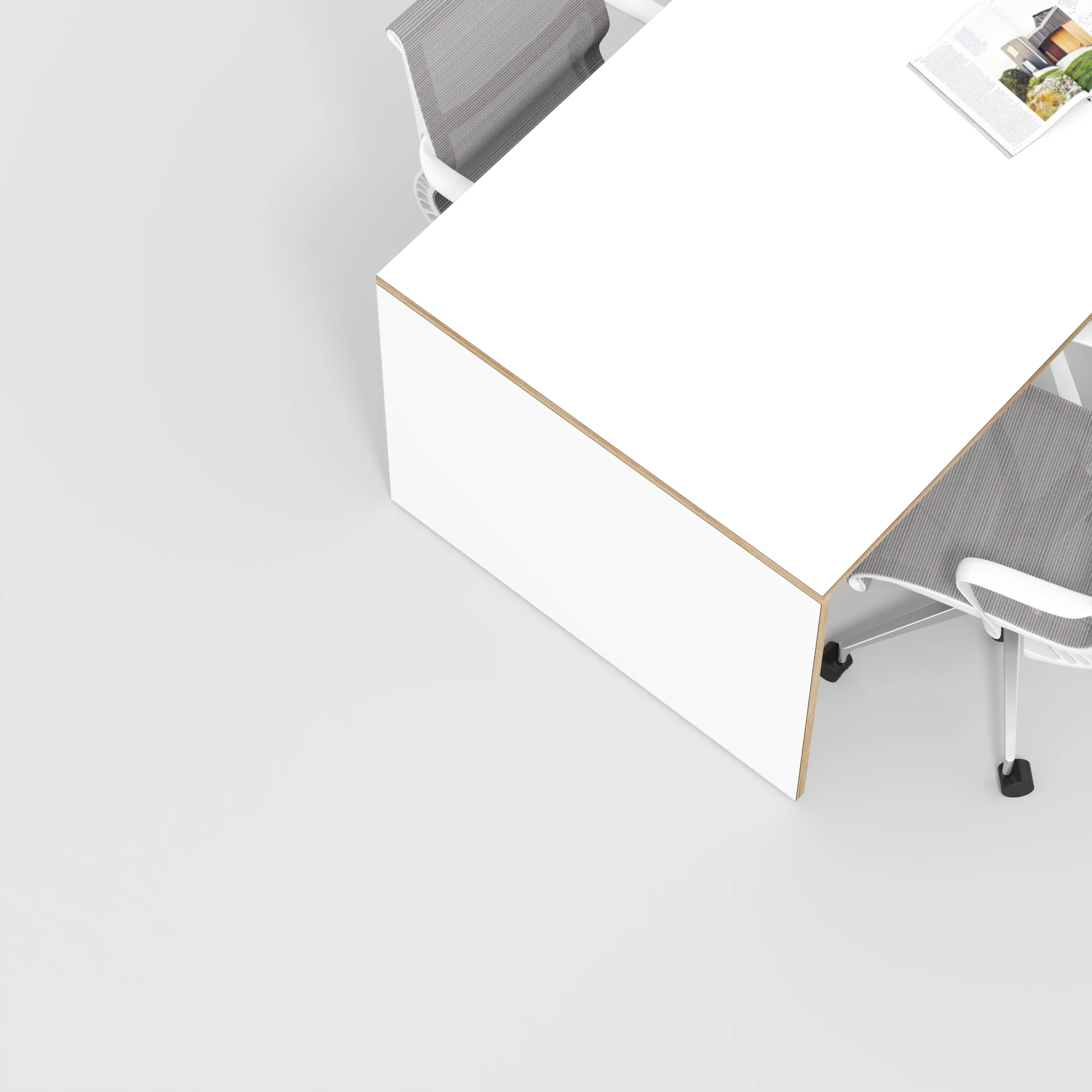 Plywood Table with Solid Sides - Formica White - 2000(w) x 1000(d) x 750(h) - Image 3