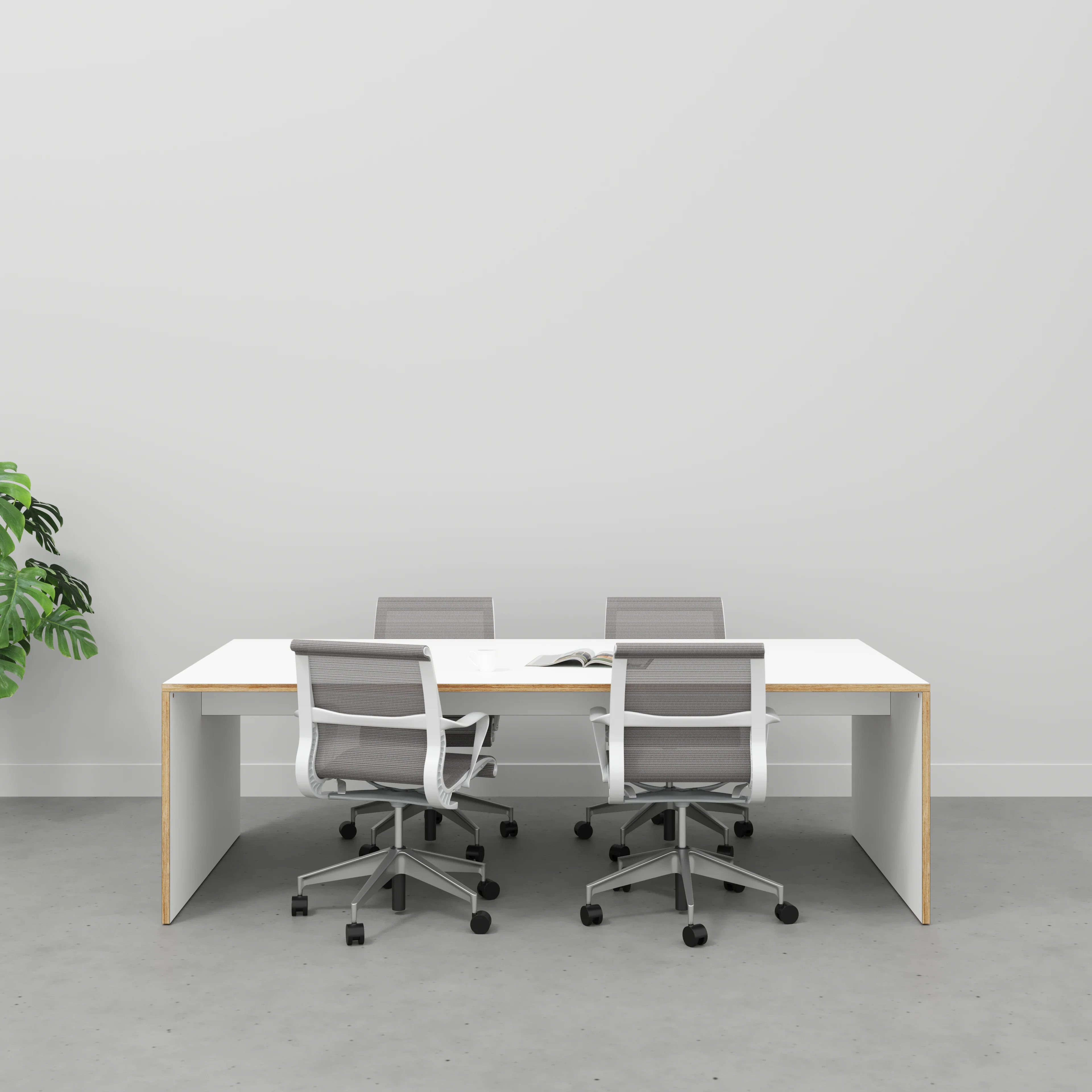Plywood Table with Solid Sides - Formica White - 2400(w) x 1200(d) x 750(h) - Image 2