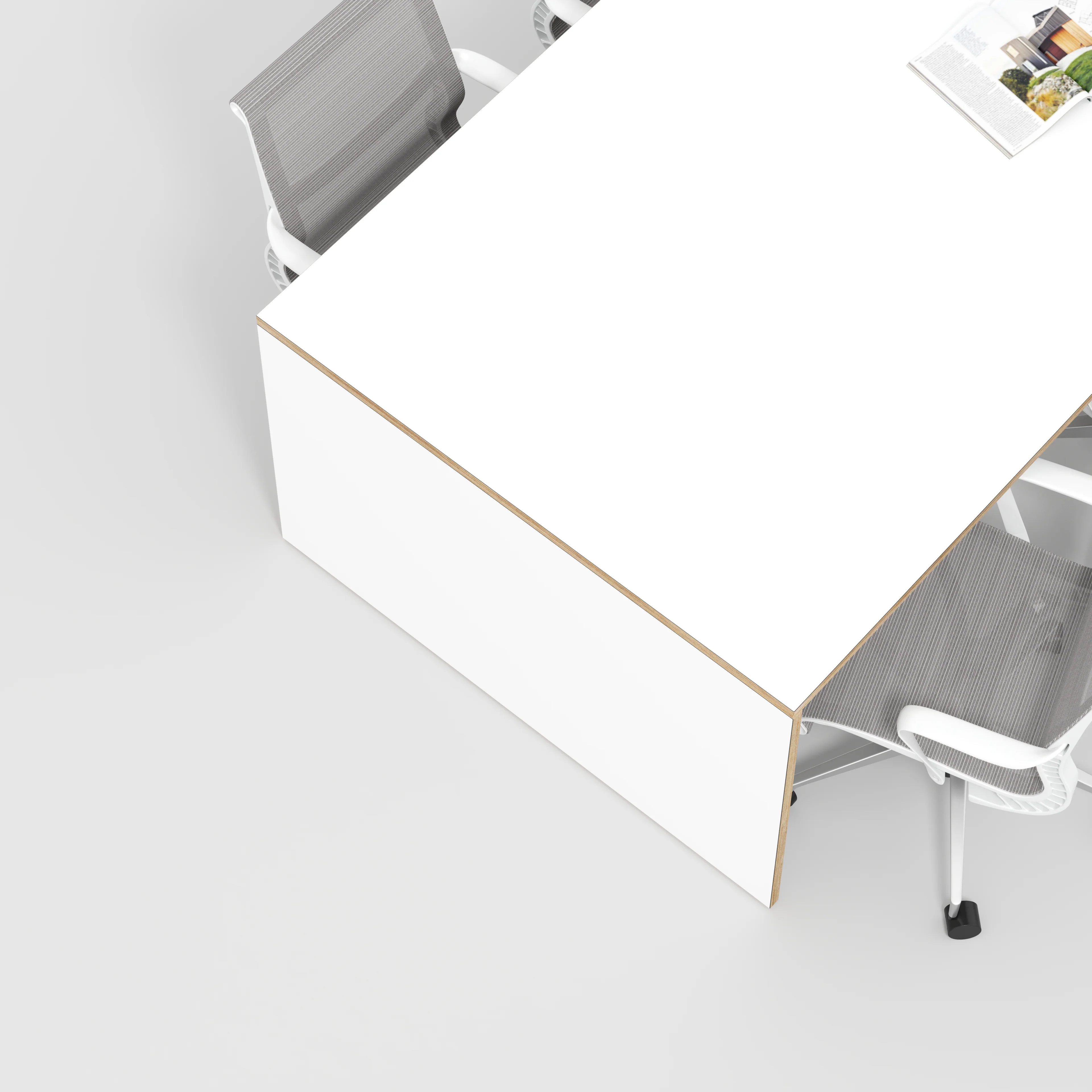 Plywood Table with Solid Sides - Formica White - 2400(w) x 1200(d) x 750(h) - Image 3