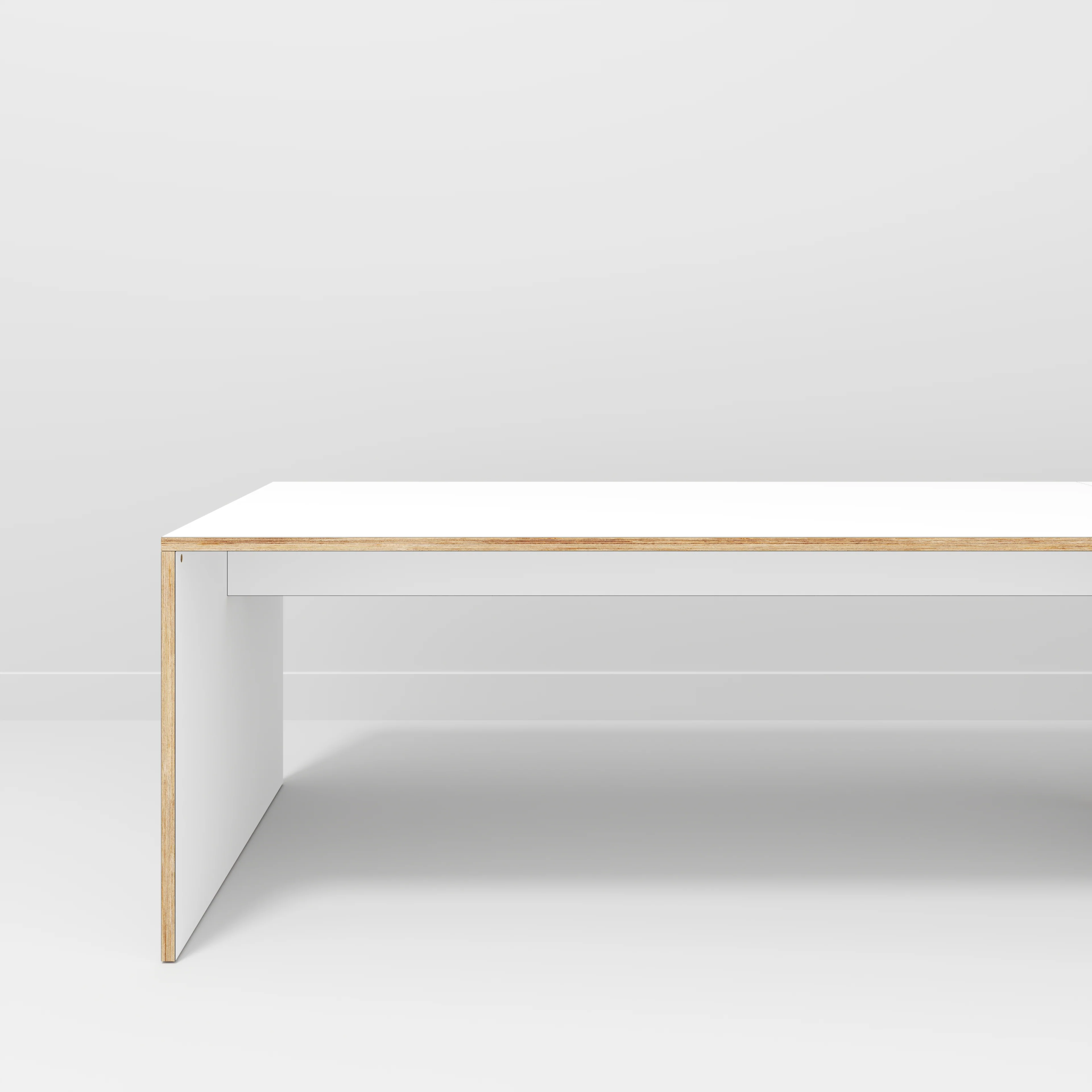 Plywood Table with Solid Sides - Formica White - 4000(w) x 1000(d) x 750(h) - Image 2