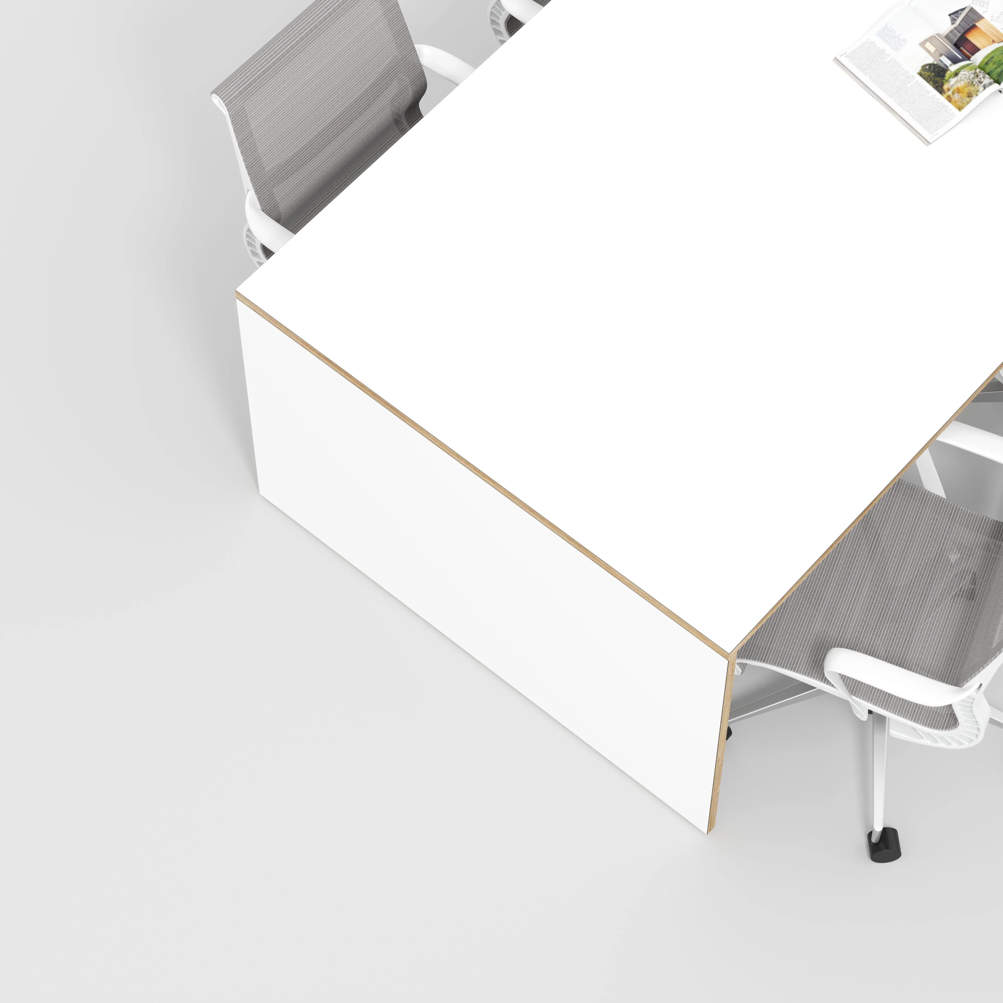 Plywood Table with Solid Sides - Formica White - 4000(w) x 1000(d) x 750(h) - Image 3