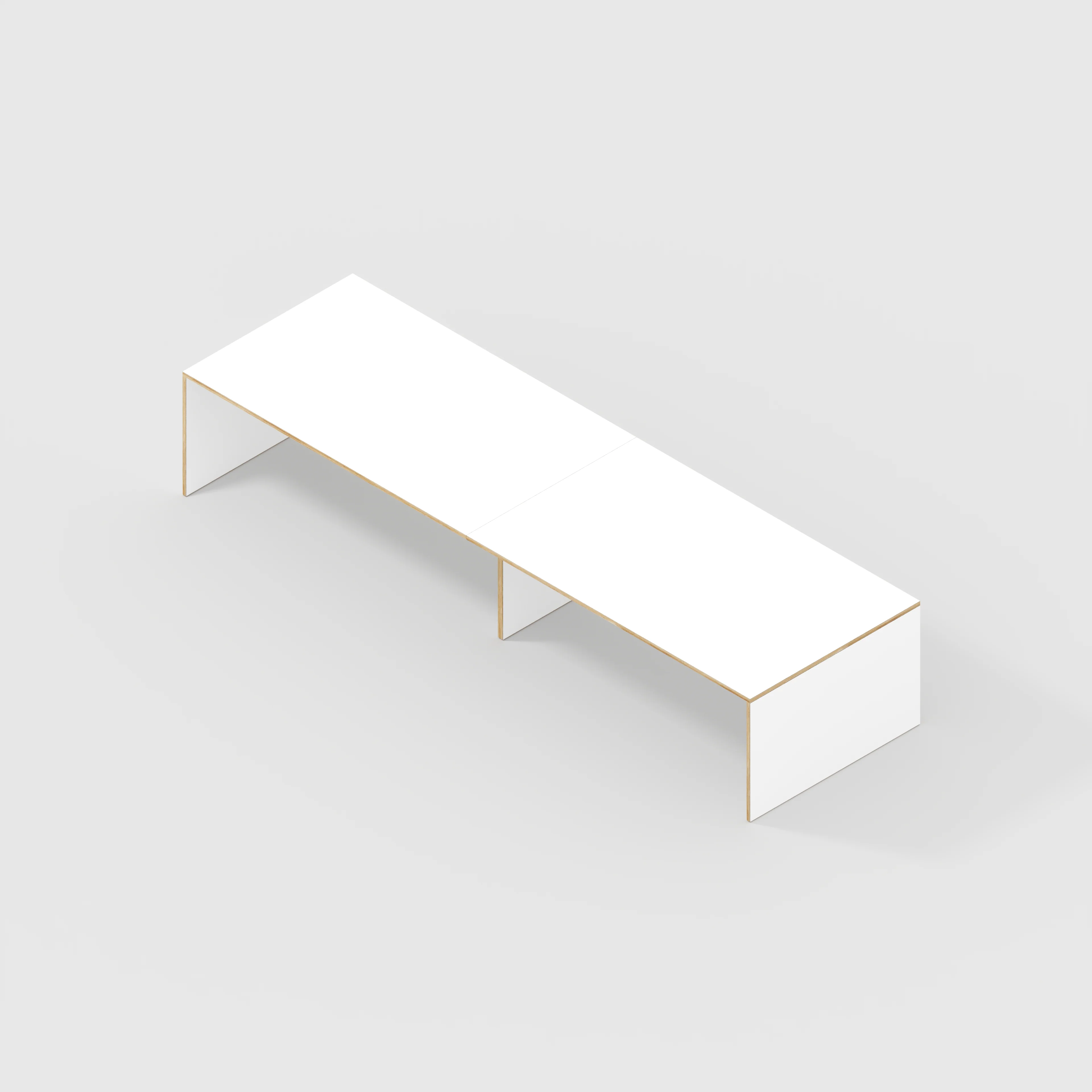 Plywood Table with Solid Sides - Formica White - 4000(w) x 1000(d) x 750(h) - Image 5