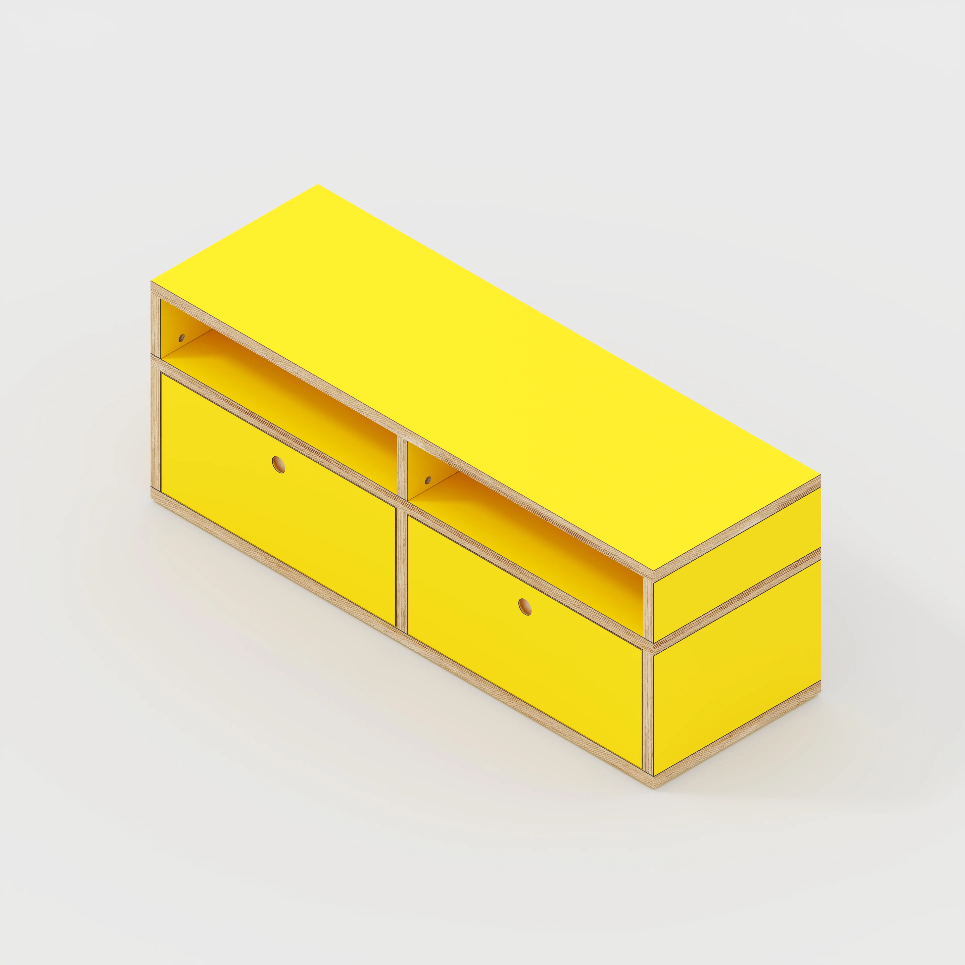 Plywood TV Entertainment Unit - Type 2 - Formica Chrome Yellow - 1200(w) x 400(d) x 450(h) - Image 5