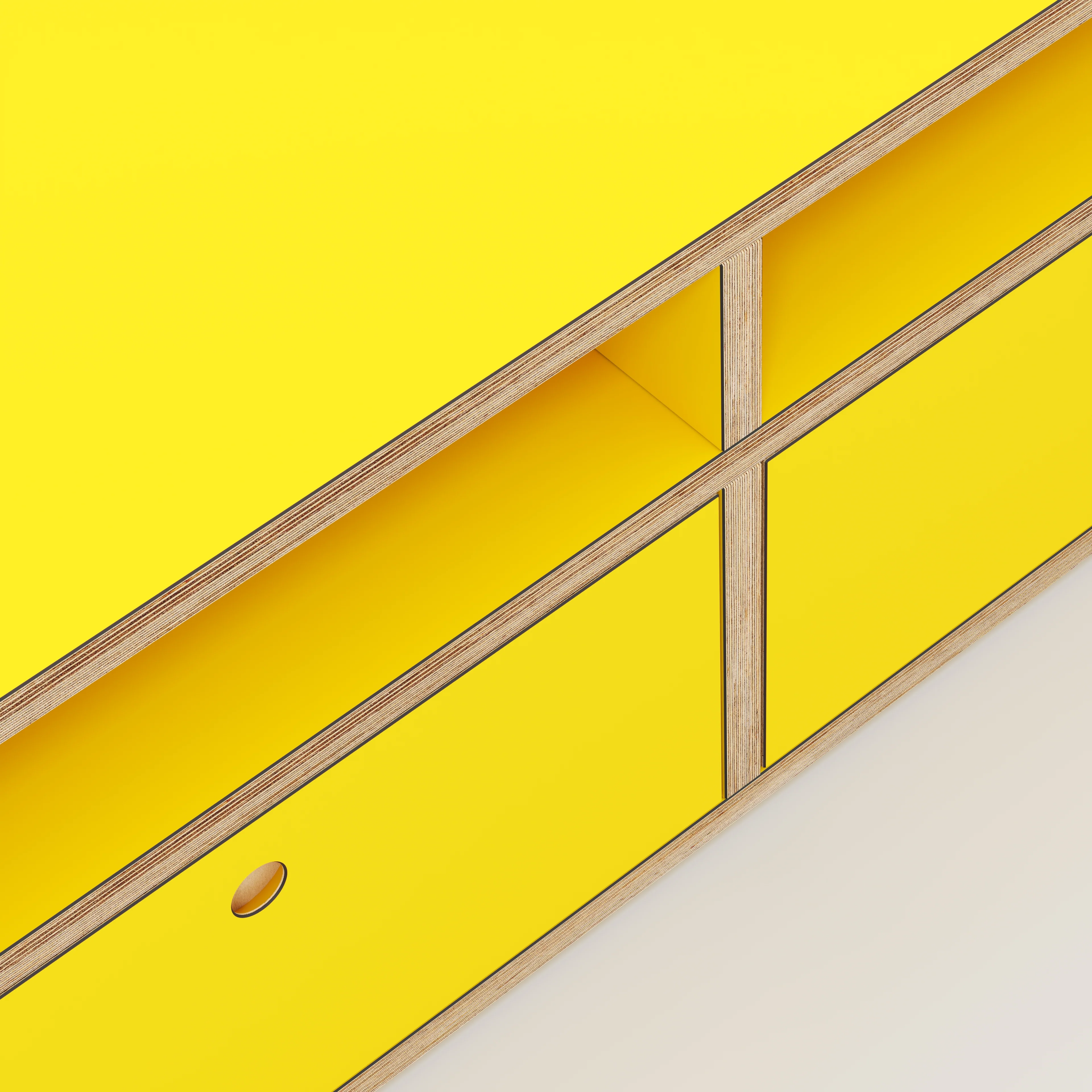 Plywood TV Entertainment Unit - Type 2 - Formica Chrome Yellow - 2400(w) x 400(d) x 450(h) - Image 3