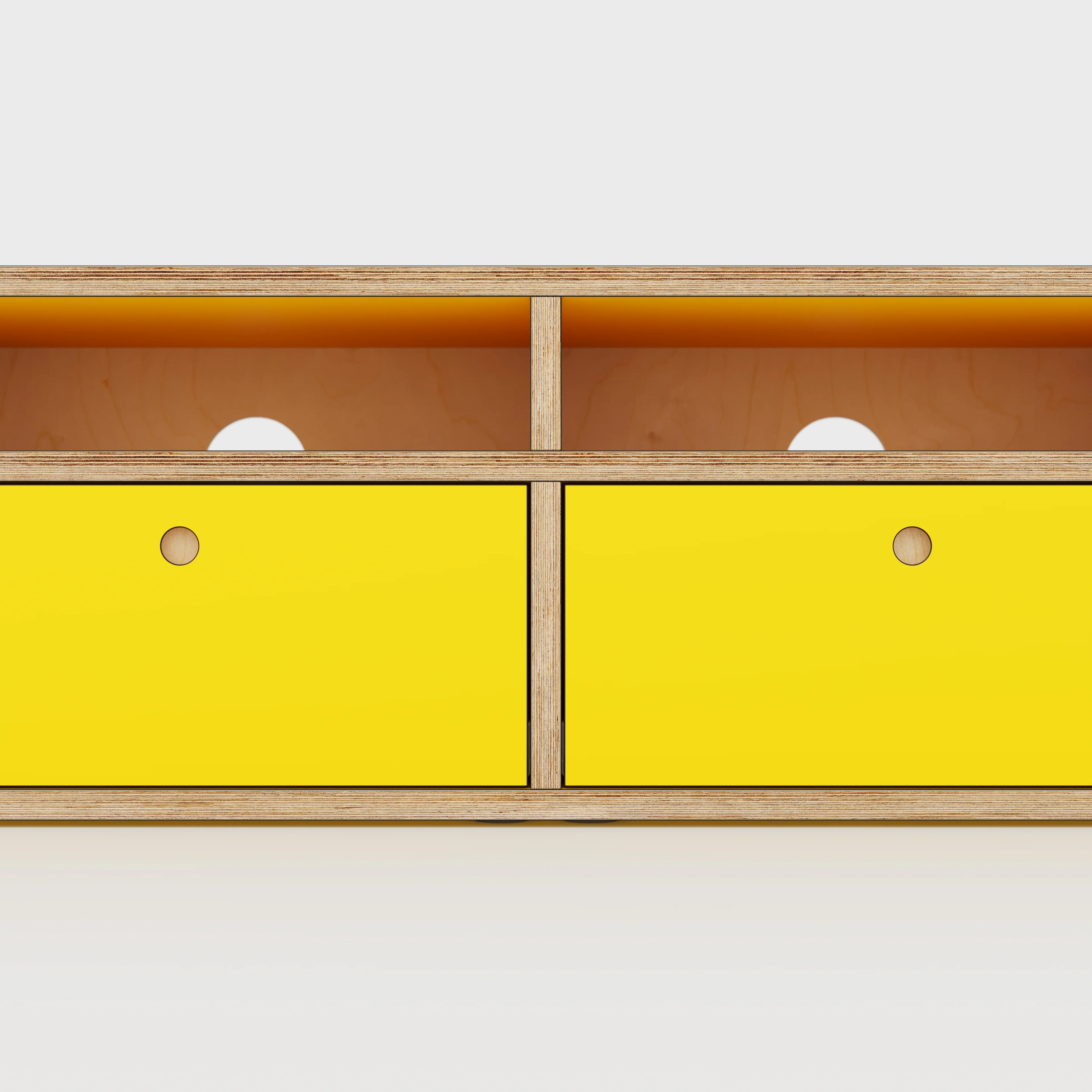 Plywood TV Entertainment Unit - Type 2 - Formica Chrome Yellow - 2400(w) x 400(d) x 450(h) - Image 4
