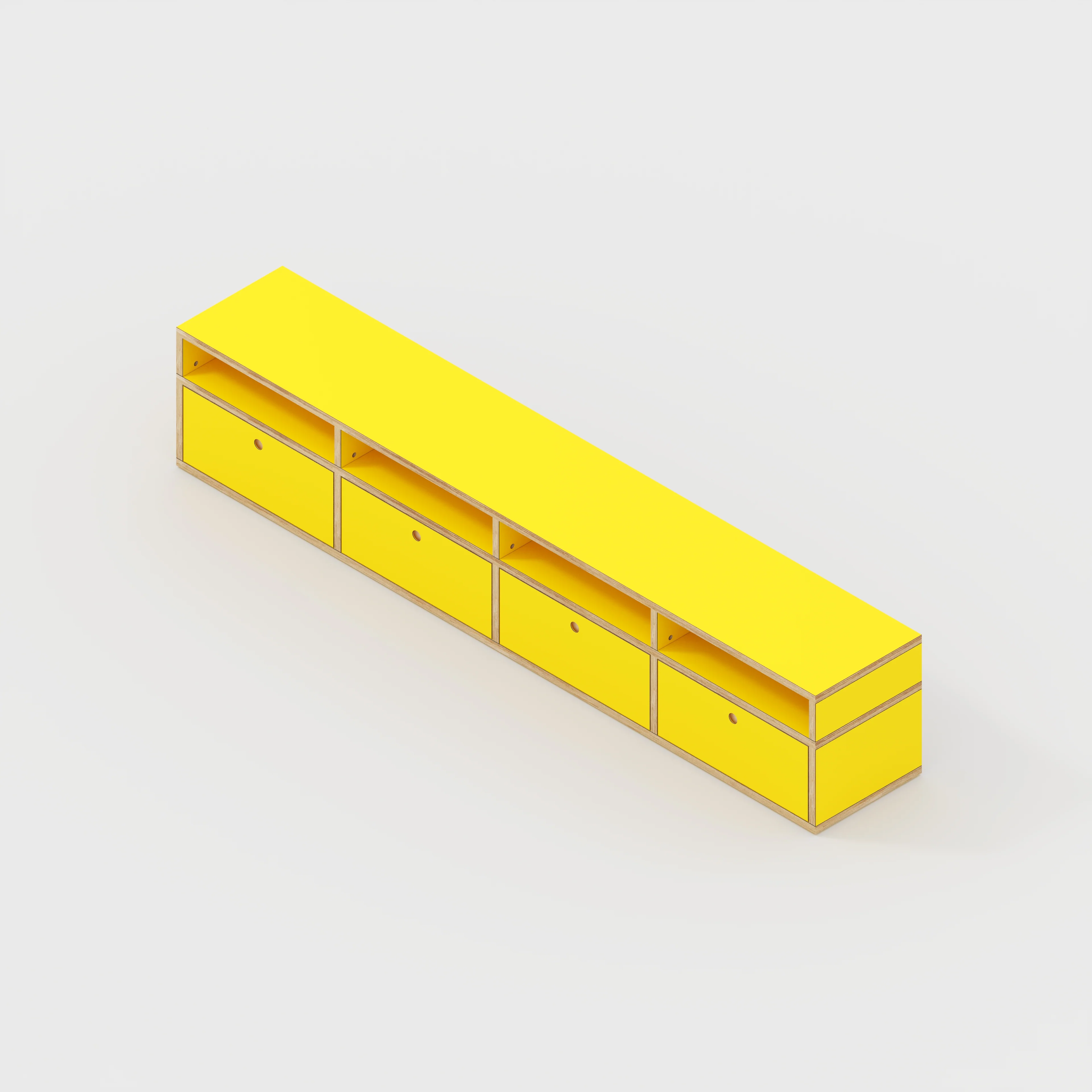 Plywood TV Entertainment Unit - Type 2 - Formica Chrome Yellow - 2400(w) x 400(d) x 450(h) - Image 5