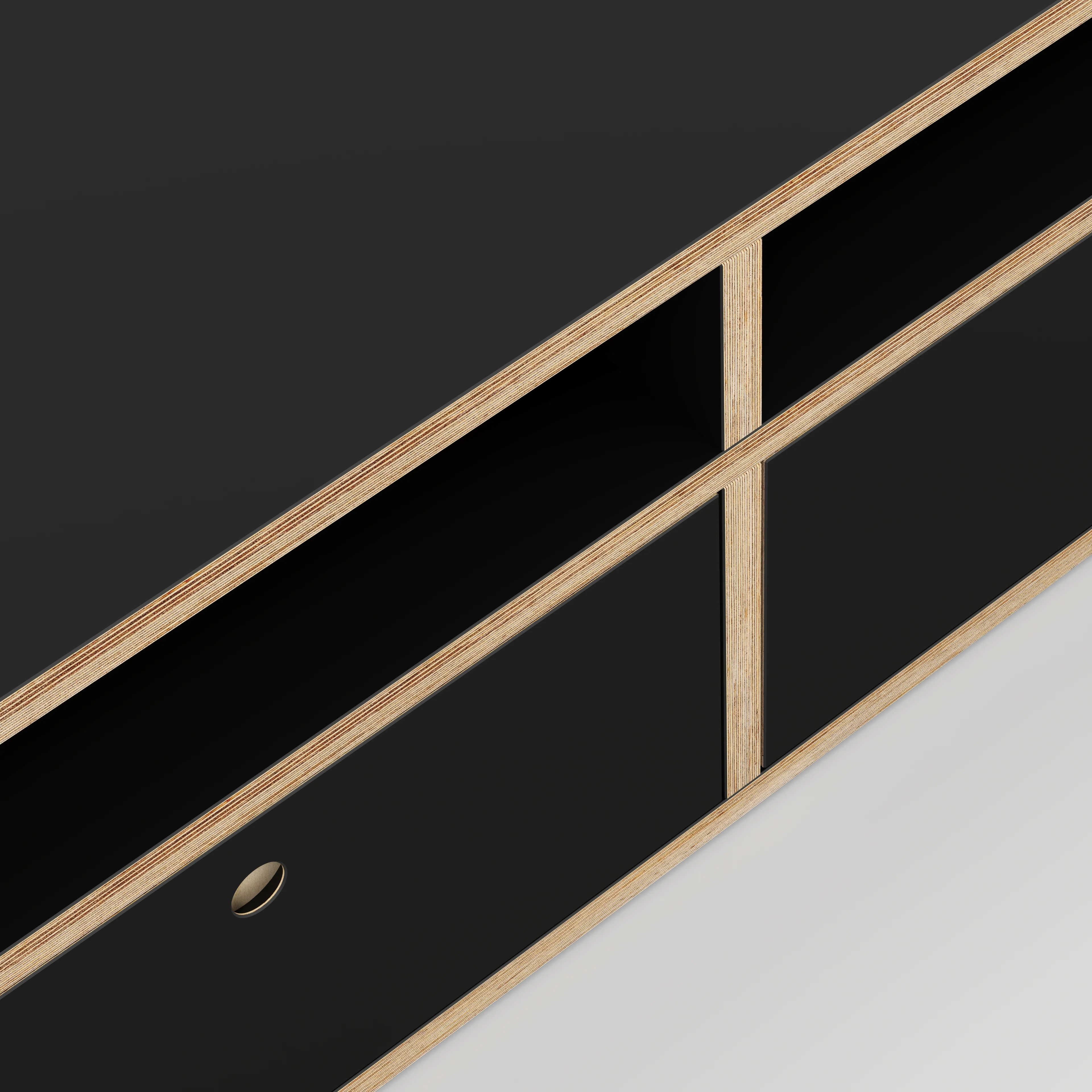 Plywood TV Entertainment Unit - Type 2 - Formica Diamond Black - 2400(w) x 400(d) x 450(h) - Image 3