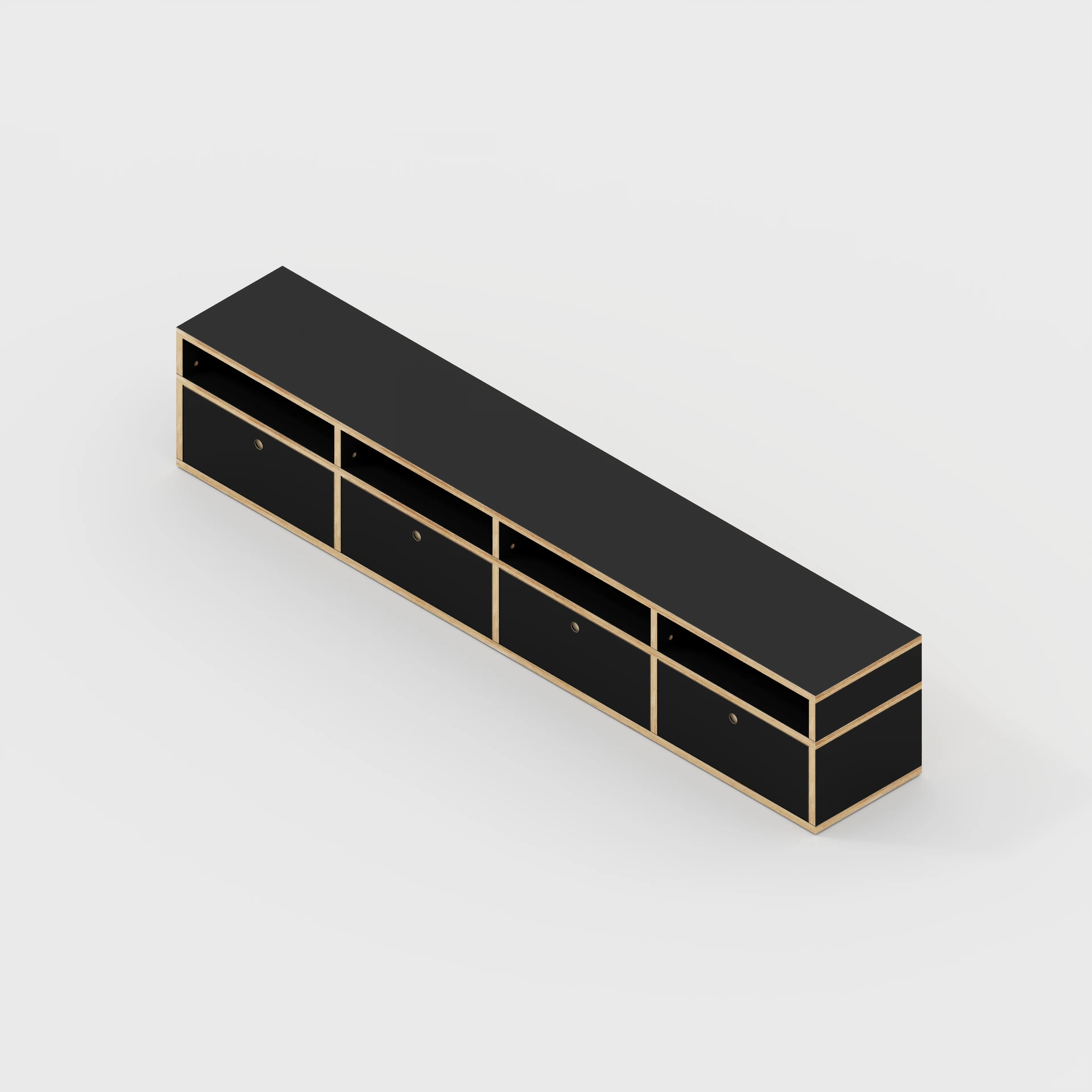 Plywood TV Entertainment Unit - Type 2 - Formica Diamond Black - 2400(w) x 400(d) x 450(h) - Image 5
