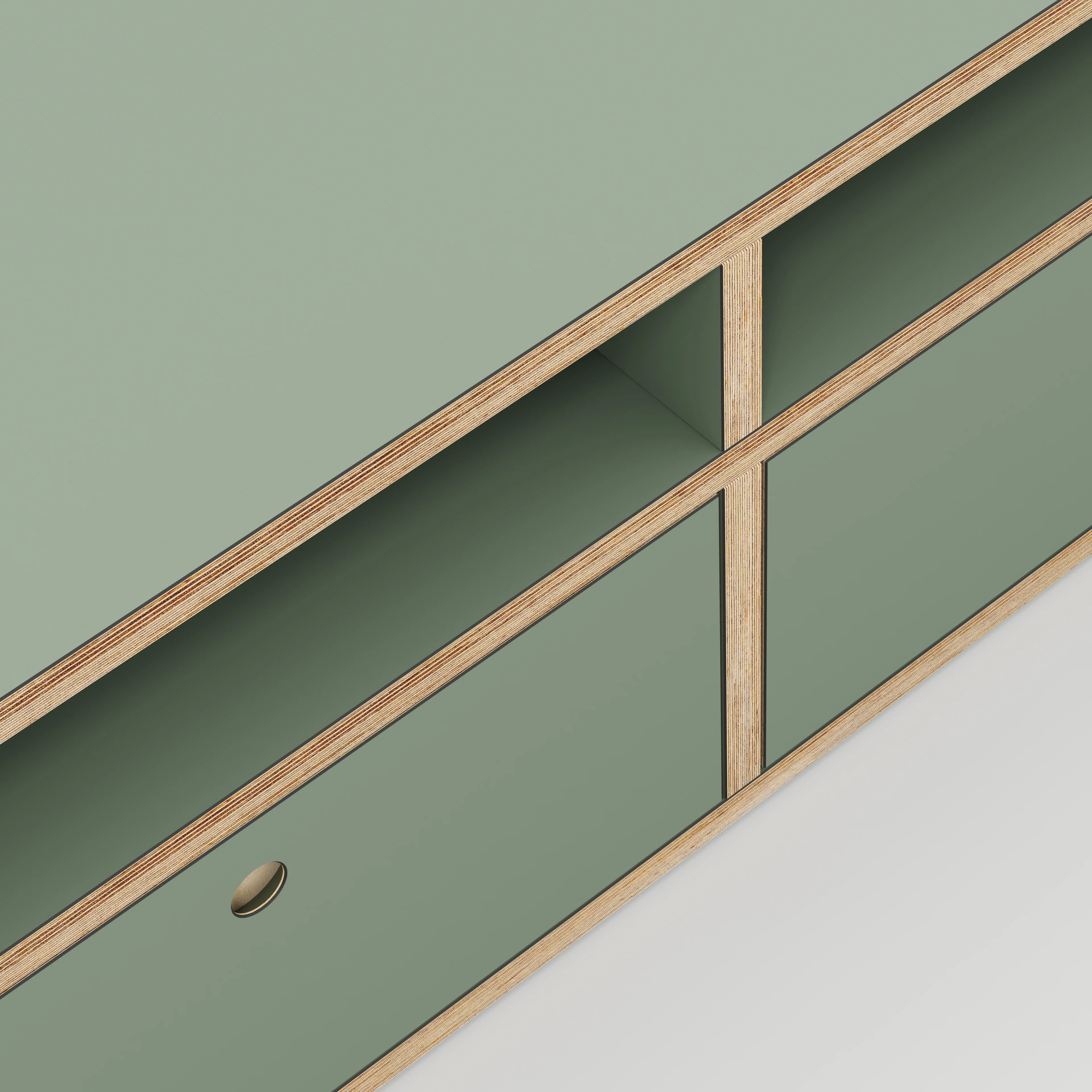 Plywood TV Entertainment Unit - Type 2 - Formica Green Slate - 1200(w) x 400(d) x 450(h) - Image 3