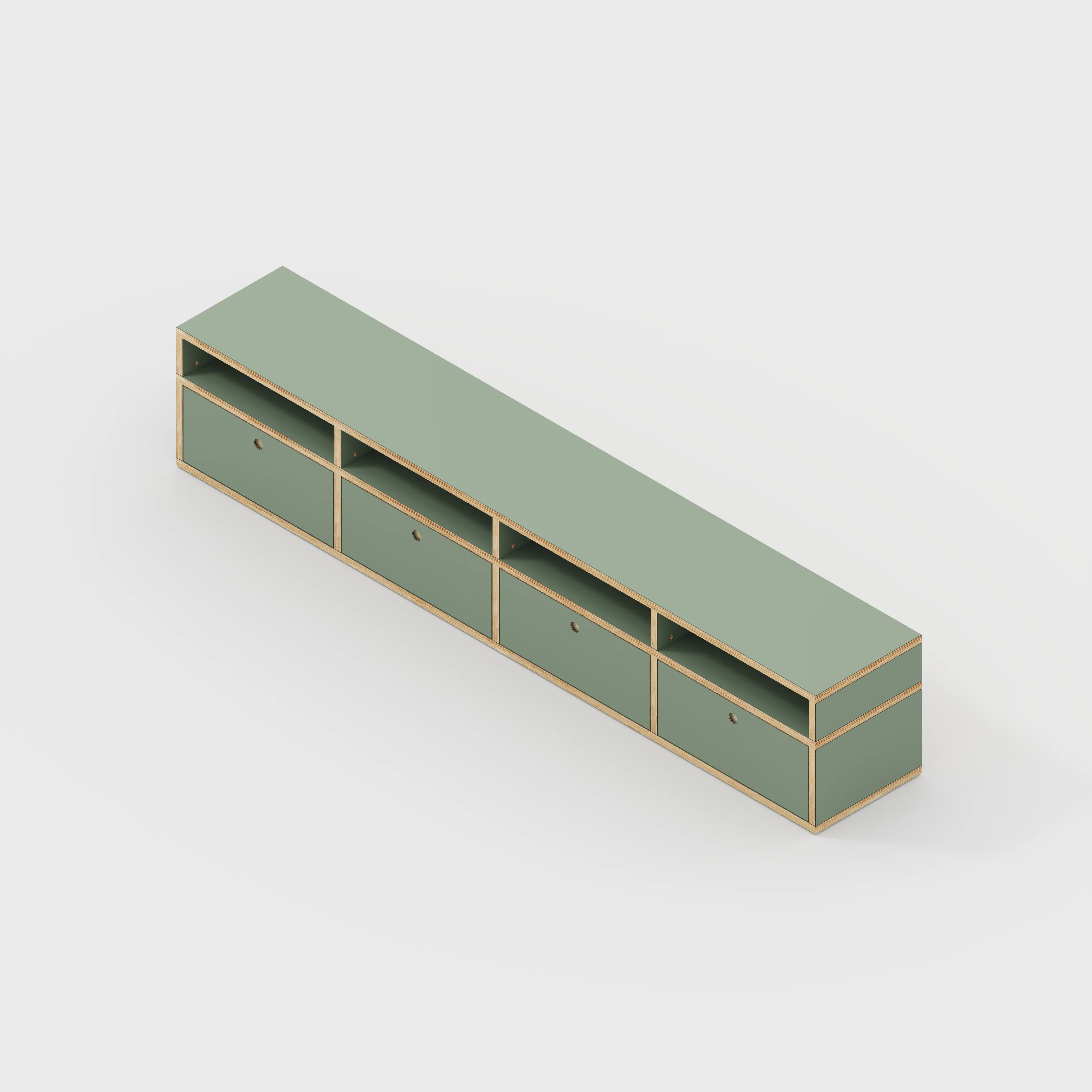 Plywood TV Entertainment Unit - Type 2 - Formica Green Slate - 2400(w) x 400(d) x 450(h) - Image 5