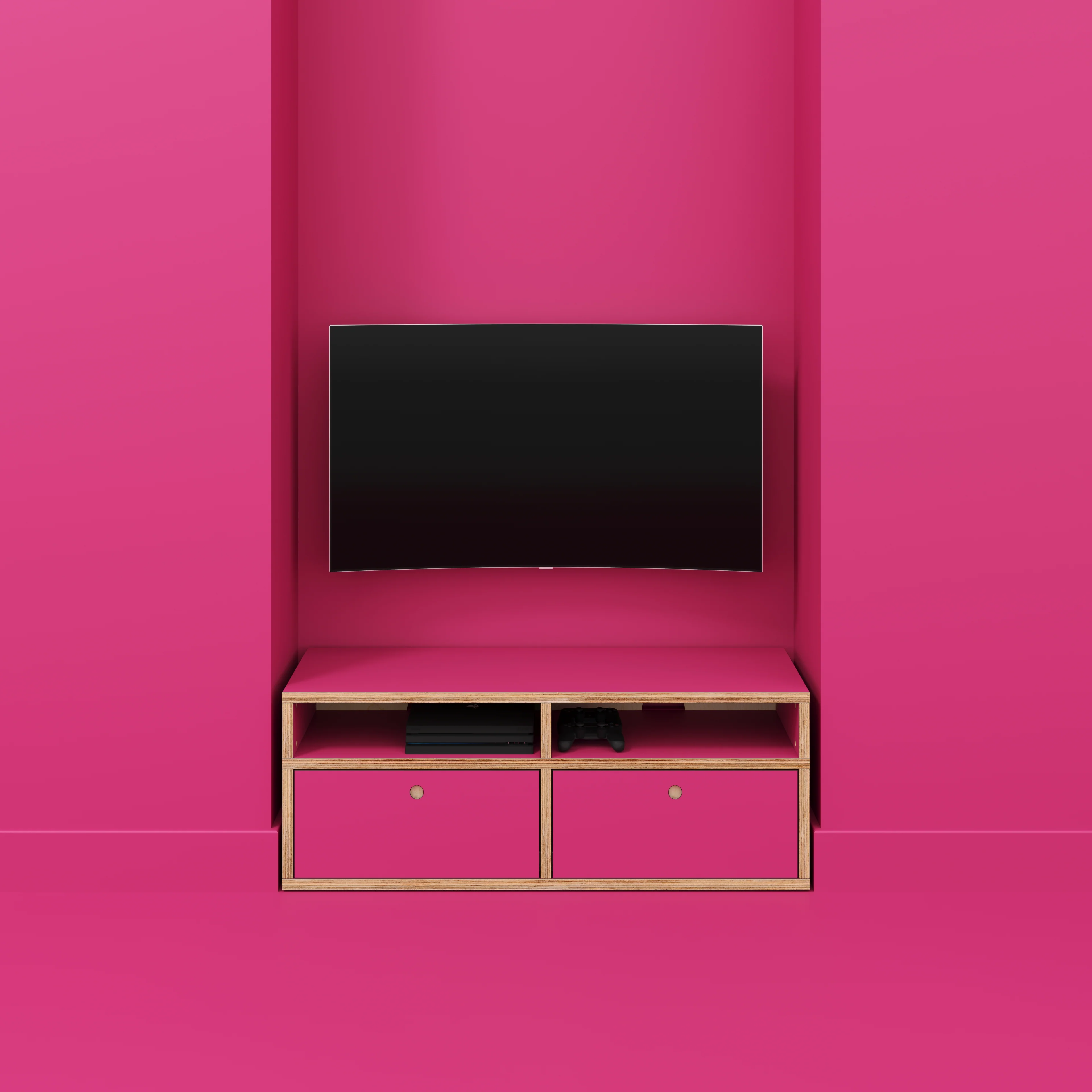 Plywood TV Entertainment Unit - Type 2 - Formica Juicy Pink - 1200(w) x 400(d) x 450(h) - Image 2