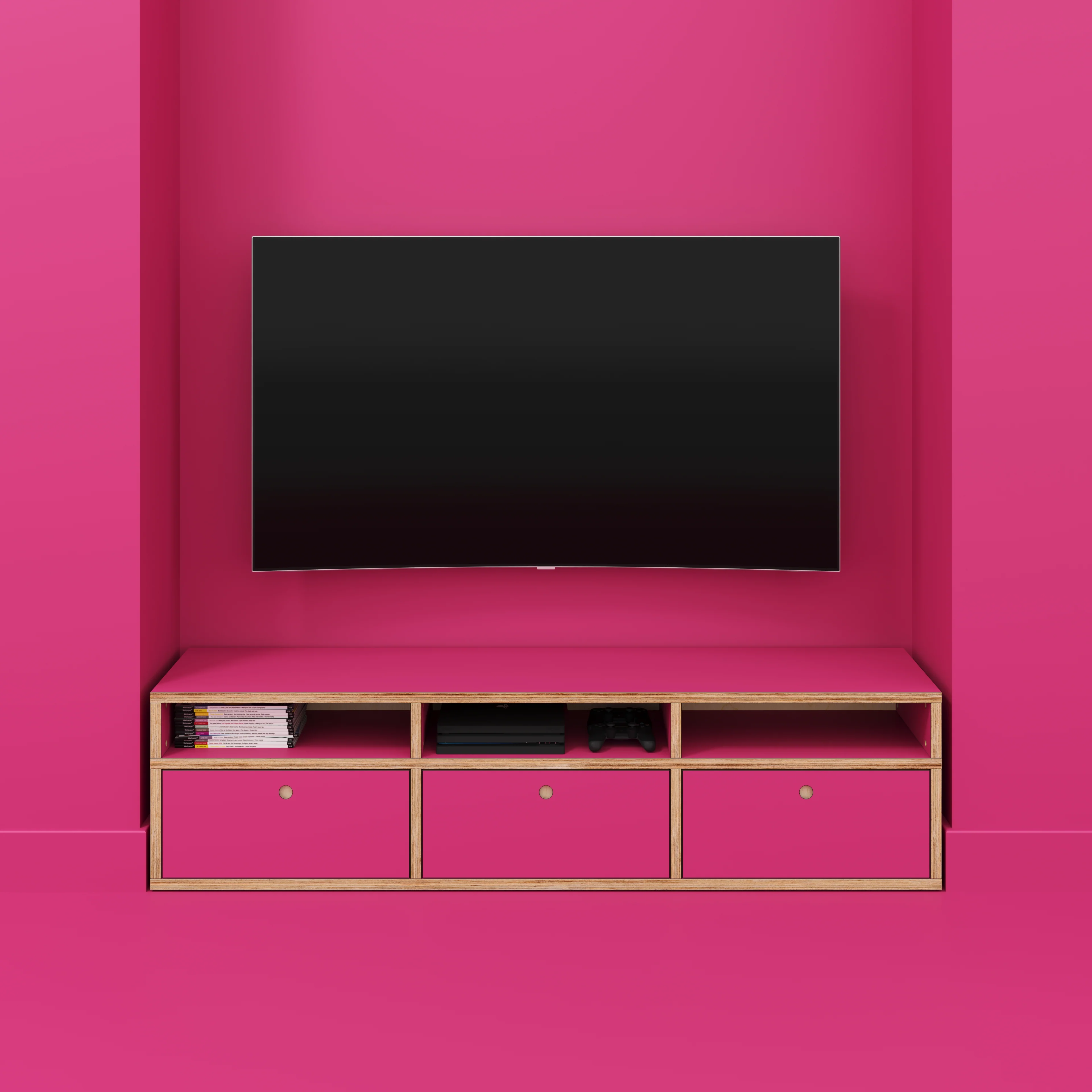 Plywood TV Entertainment Unit - Type 2 - Formica Juicy Pink - 1800(w) x 400(d) x 450(h) - Image 2