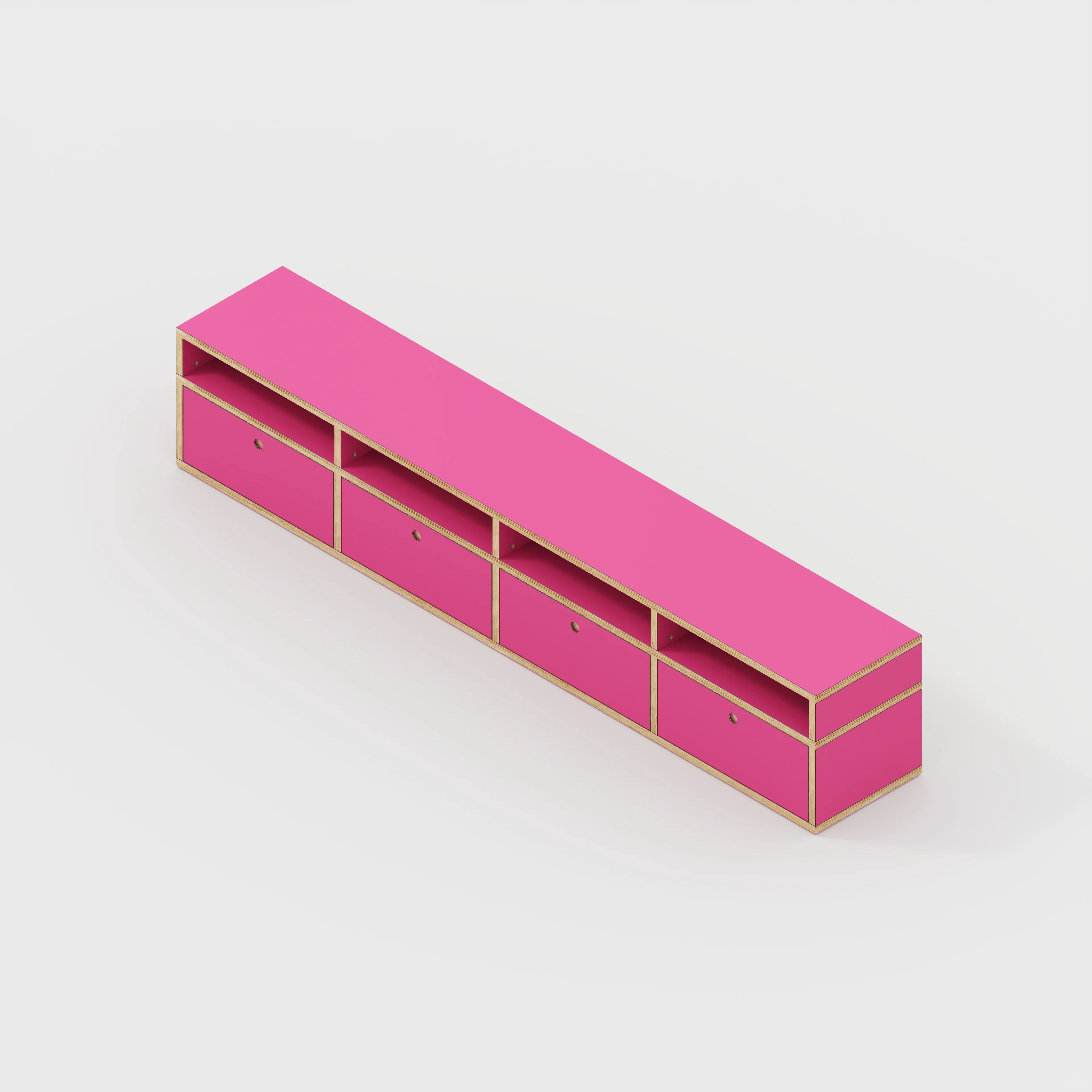 Plywood TV Entertainment Unit - Type 2 - Formica Juicy Pink - 2400(w) x 400(d) x 450(h) - Image 5