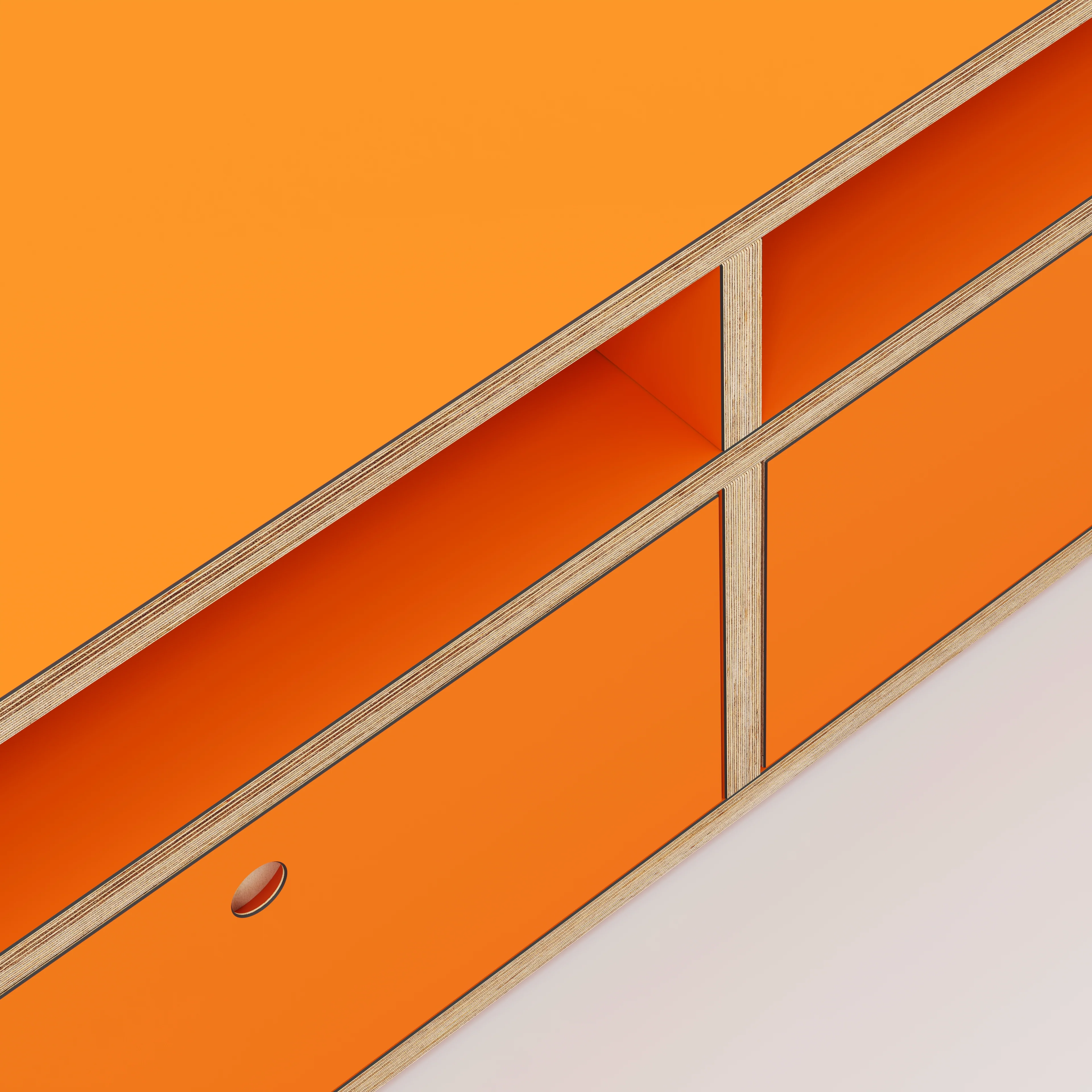 Plywood TV Entertainment Unit - Type 2 - Formica Levante Orange - 1200(w) x 400(d) x 450(h) - Image 3