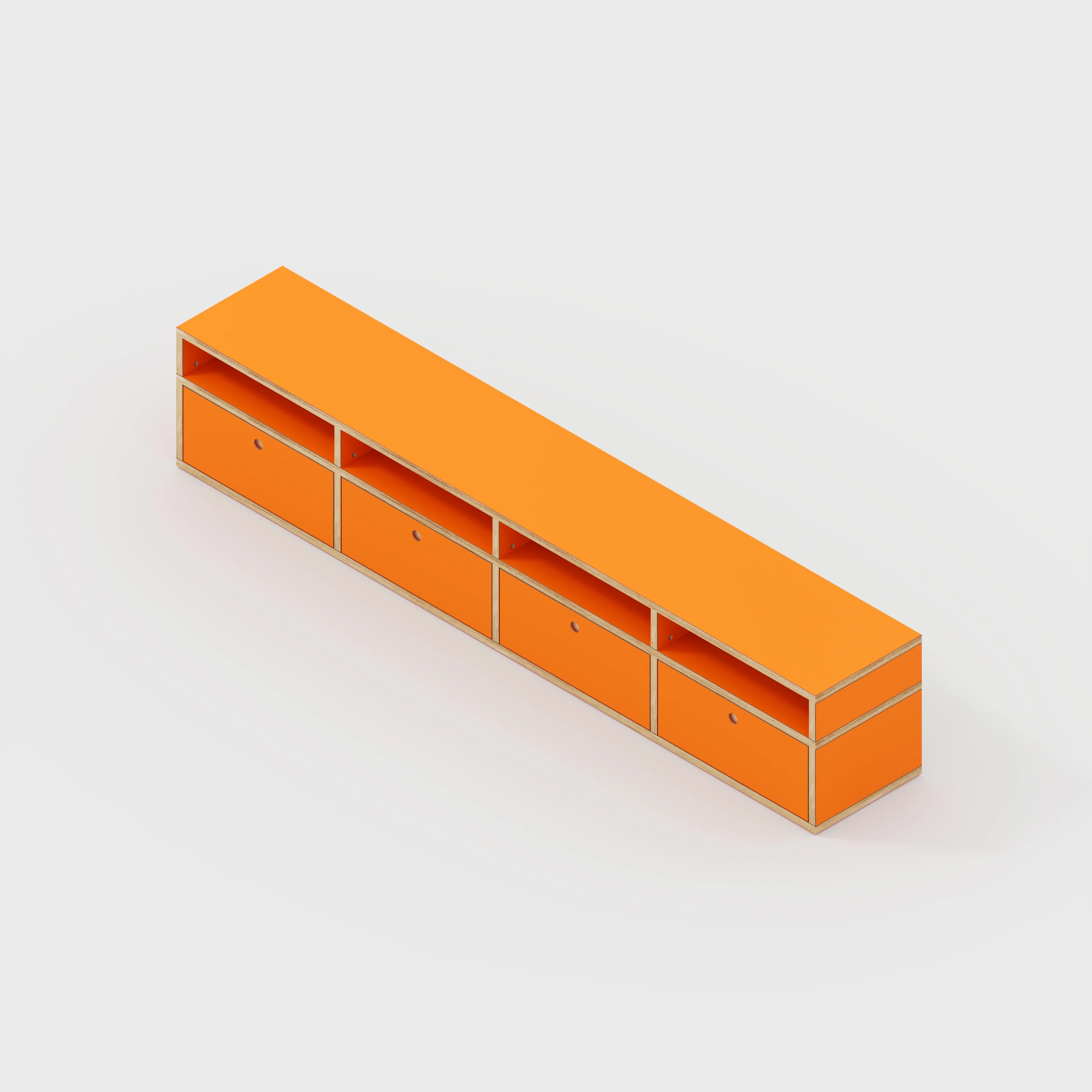 Plywood TV Entertainment Unit - Type 2 - Formica Levante Orange - 2400(w) x 400(d) x 450(h) - Image 5