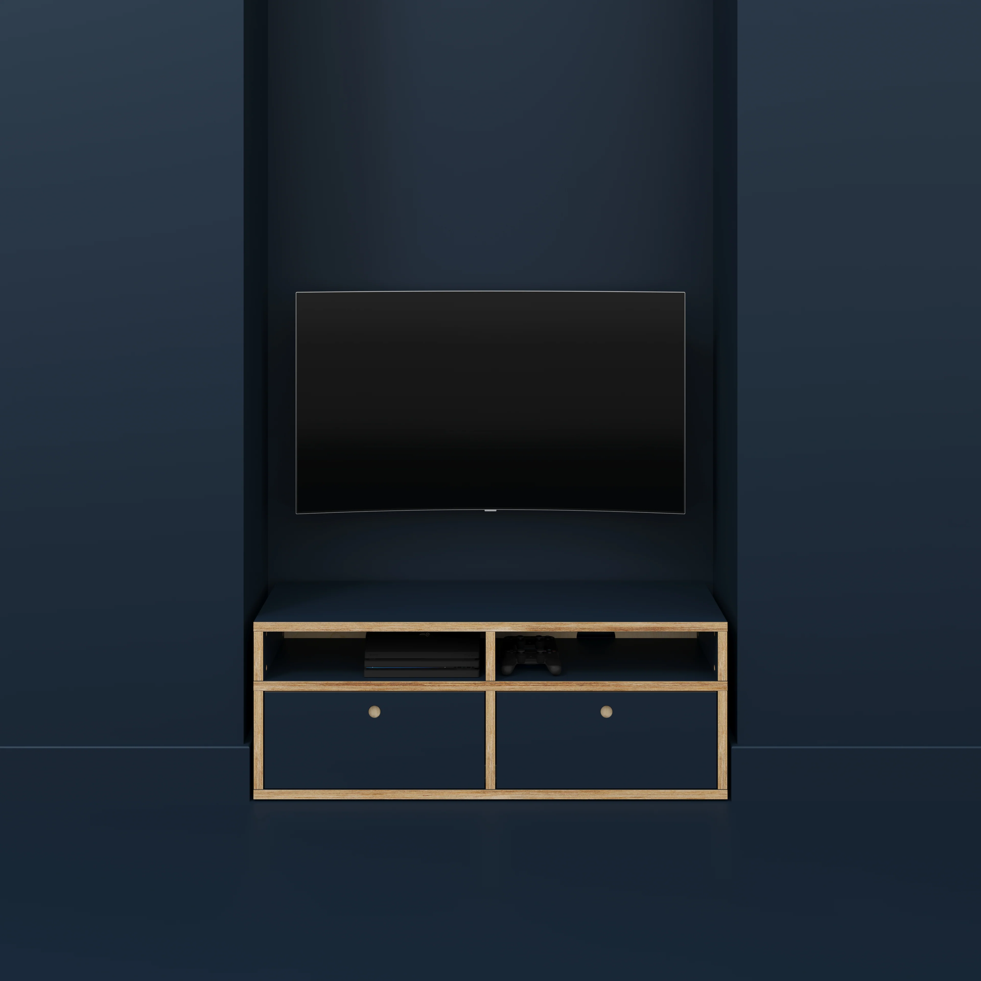 Plywood TV Entertainment Unit - Type 2 - Formica Night Sea Blue - 1200(w) x 400(d) x 450(h) - Image 2