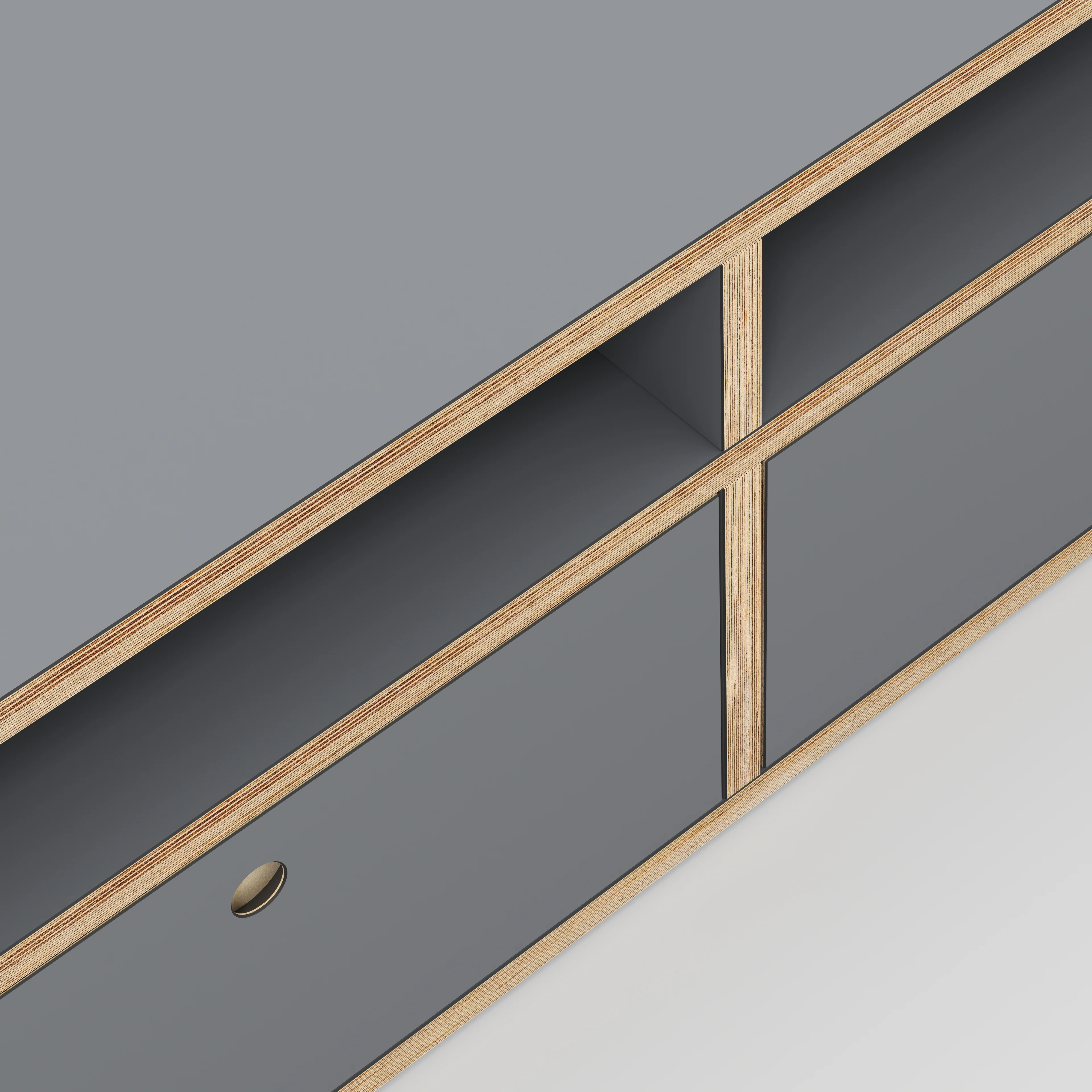 Plywood TV Entertainment Unit - Type 2 - Formica Tornado Grey - 2400(w) x 400(d) x 450(h) - Image 3