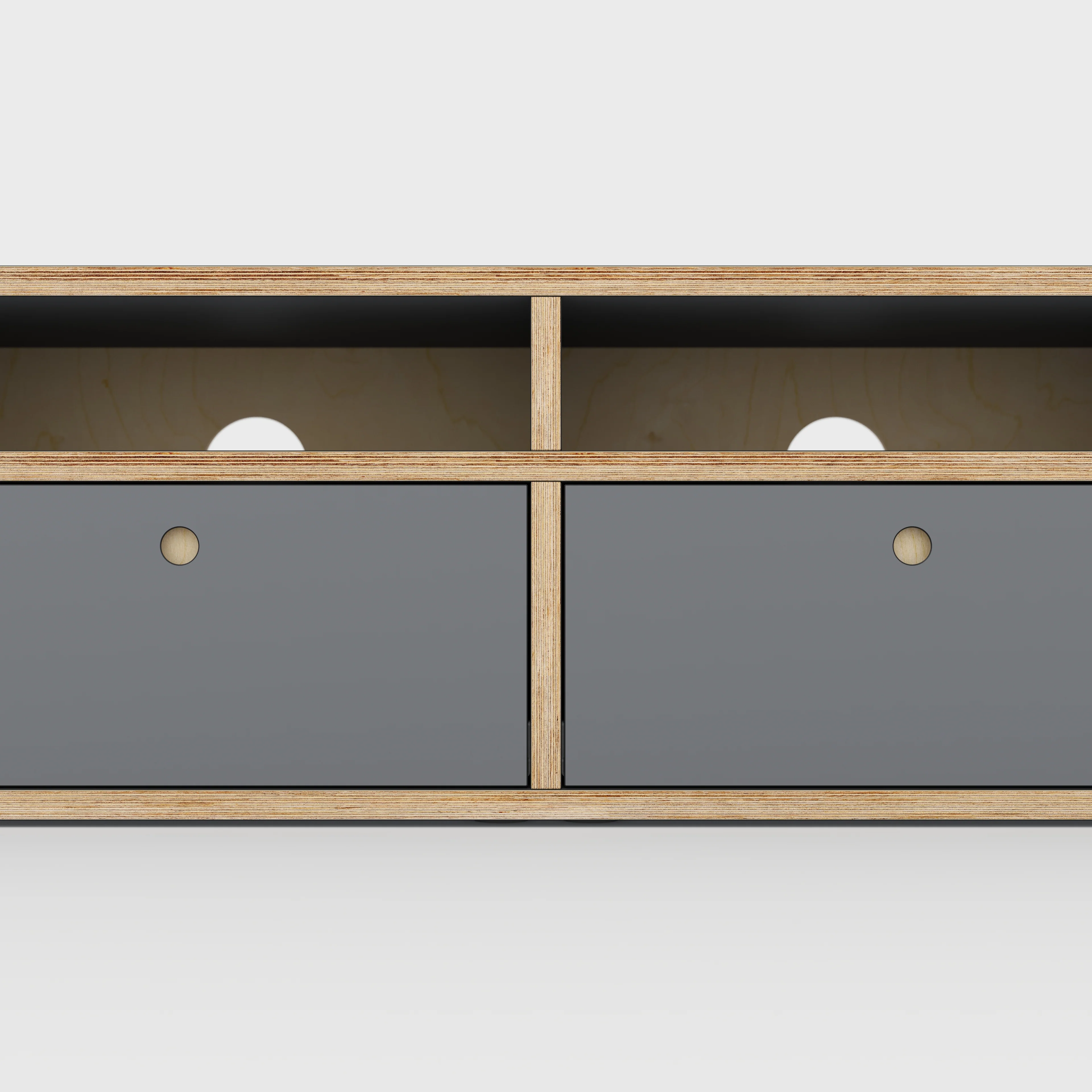 Plywood TV Entertainment Unit - Type 2 - Formica Tornado Grey - 2400(w) x 400(d) x 450(h) - Image 4
