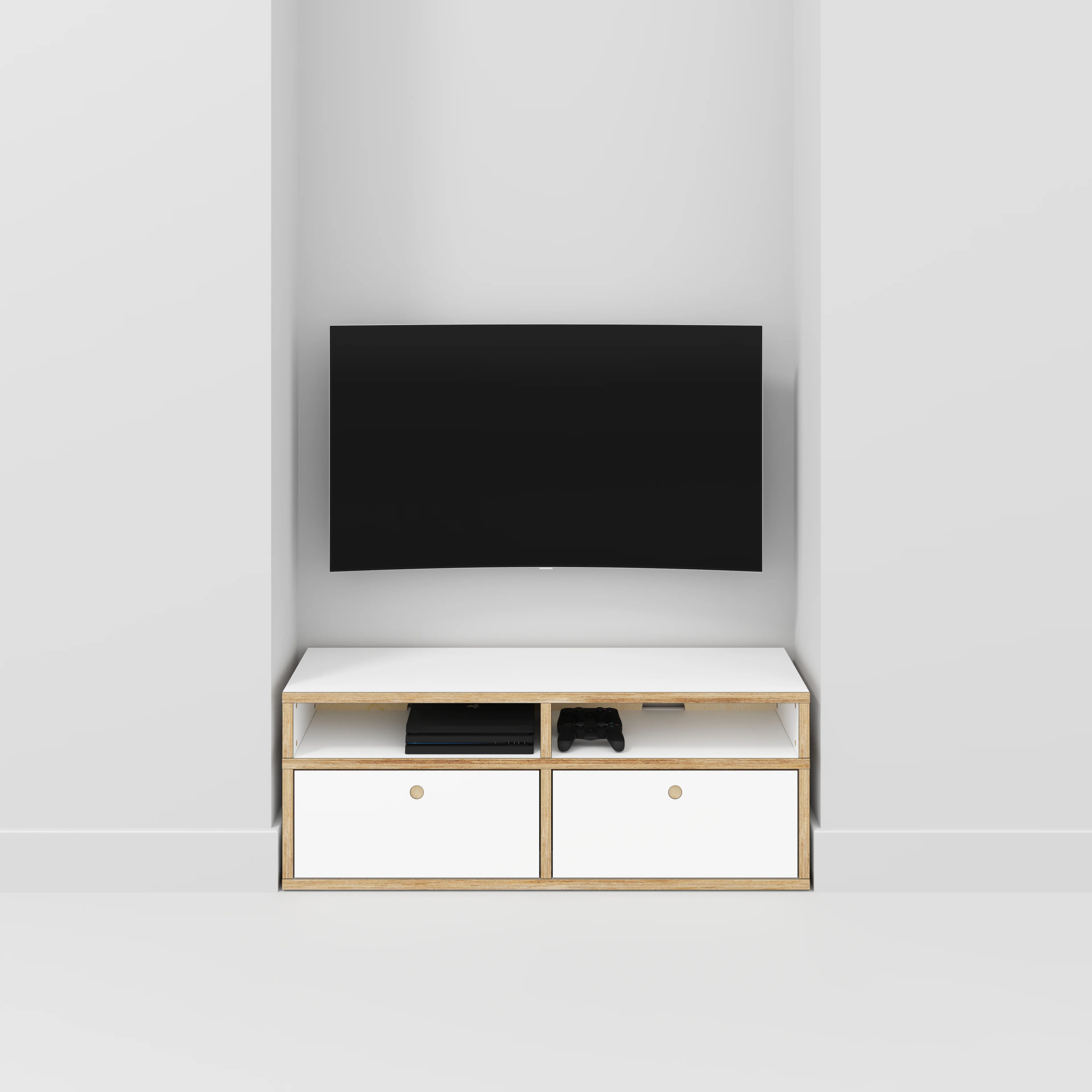 Plywood TV Entertainment Unit - Type 2 - Formica White - 1200(w) x 400(d) x 450(h) - Image 2